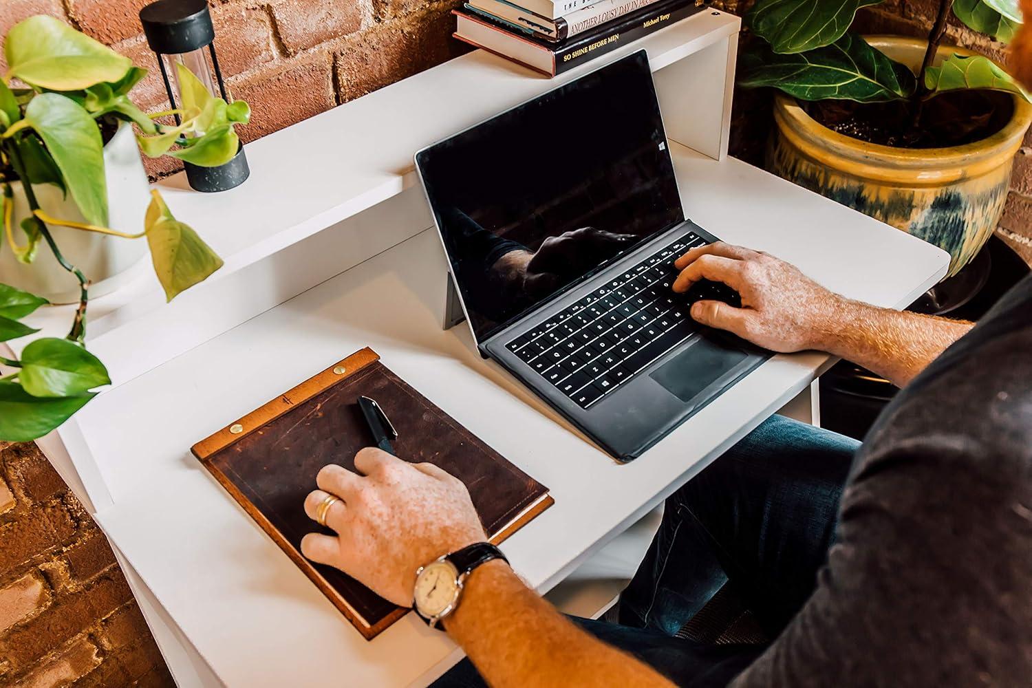 Lennox Computer Desk with Hutch, White