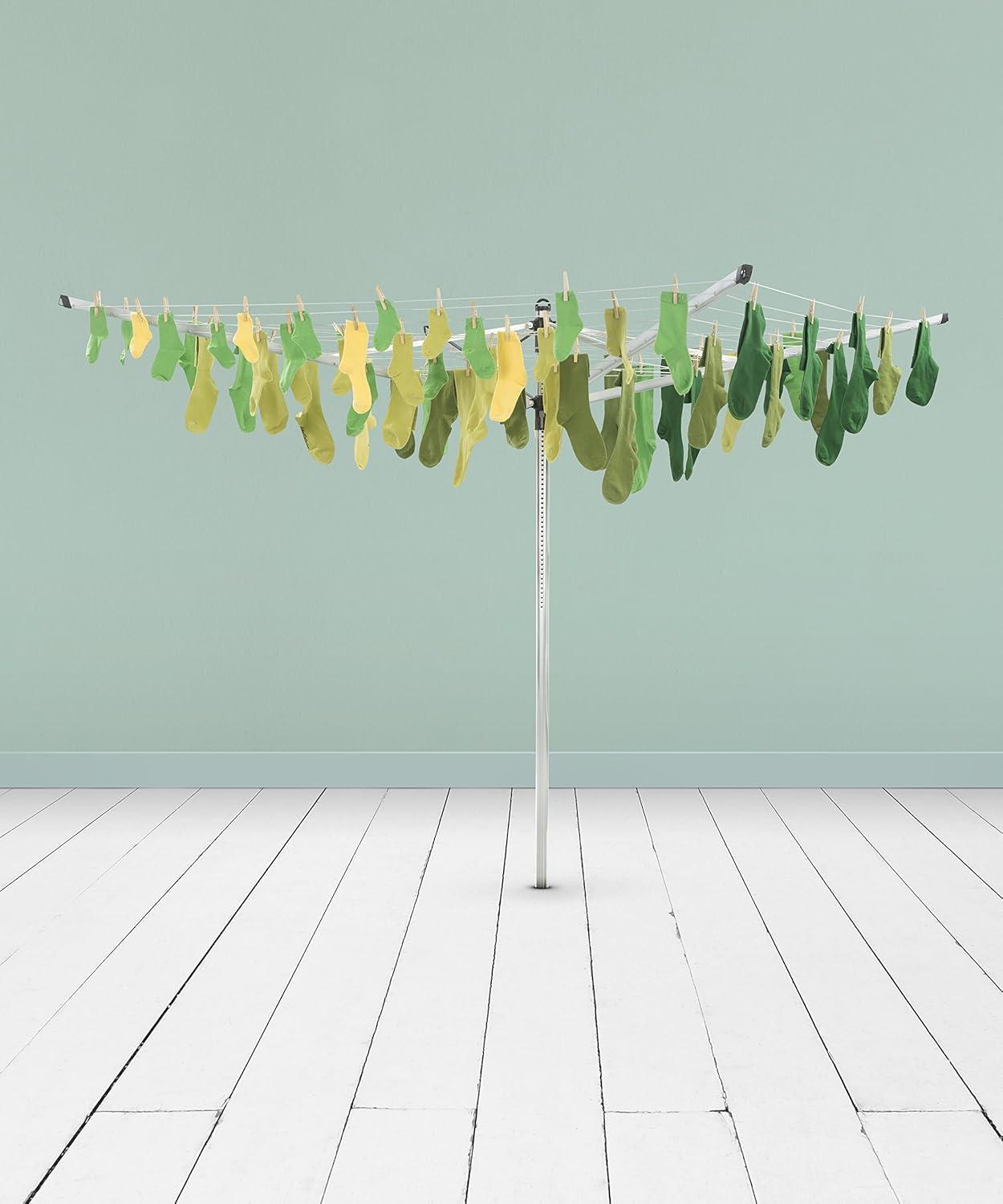 Brabantia Adjustable Gray Steel Outdoor Rotary Clothesline with Accessories