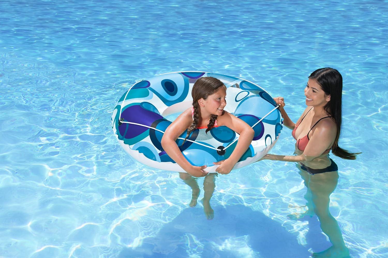 Oversized Multicolor Vinyl Pool Tube with Bright Circles