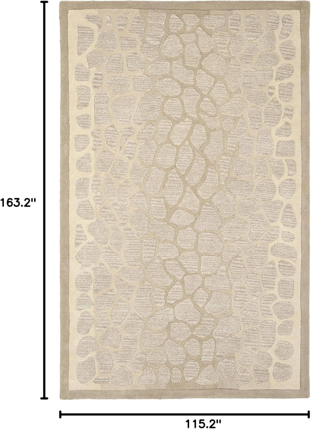 Buckwheat Beige Hand-Knotted Wool and Viscose Area Rug