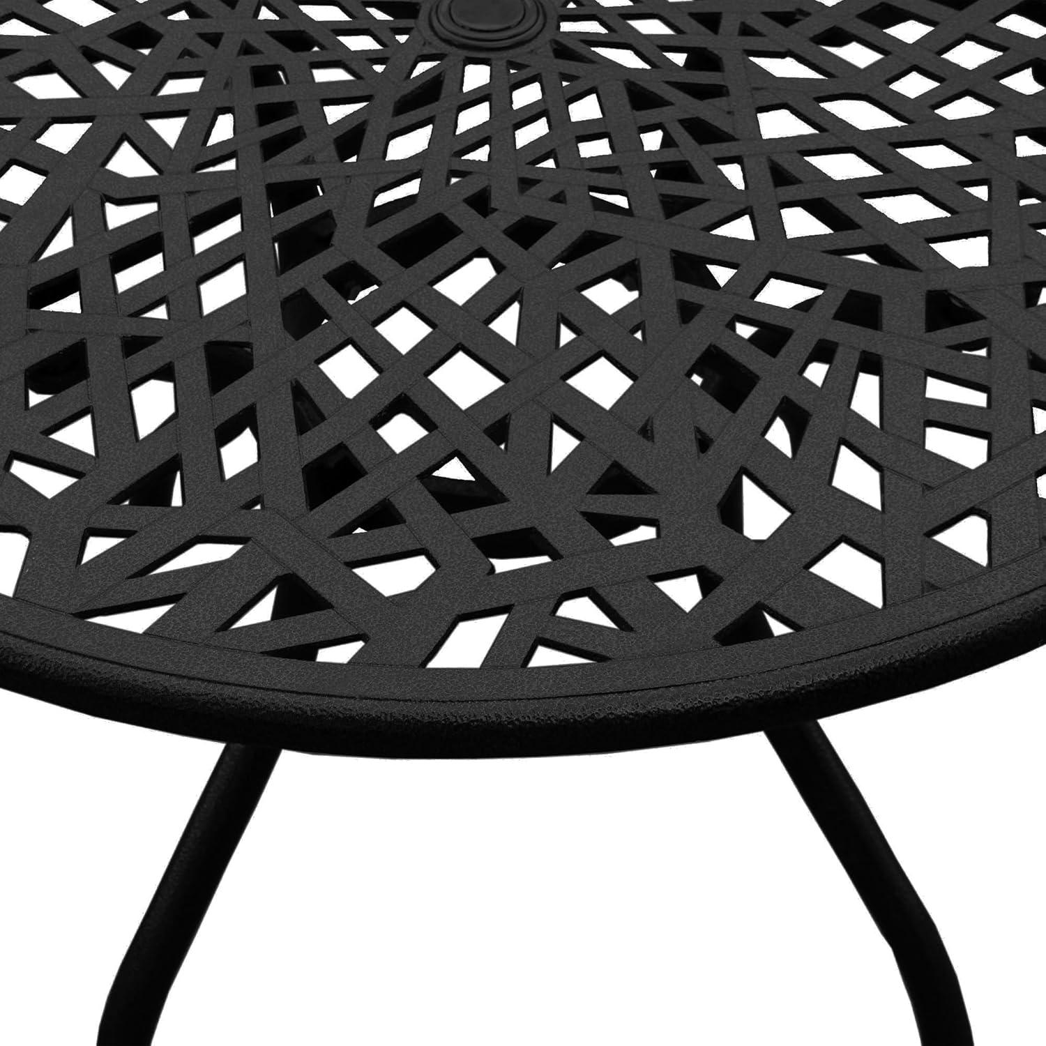 Oakland Living Corporation Modern Outdoor Mesh 48-in Aluminum Round Patio Dining Table - N/A Black