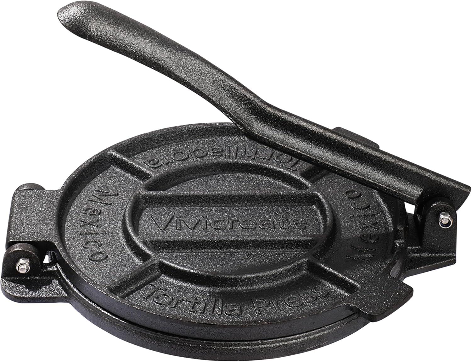 Chef Tacos Authentic Cast Iron Tortilla Press, 8 inch, Pre-Seasoned for a Flavorful, Fresh, Warm Corn or Flour Tortilla