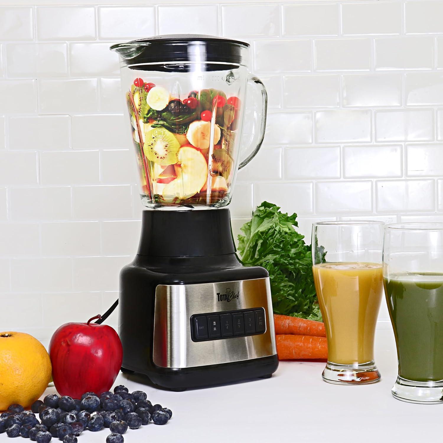 Total Chef Total Chef 51 Oz Countertop Blender with 6 Speed & 2 Pulse Options For Smoothies, Shakes, Ice and Dips