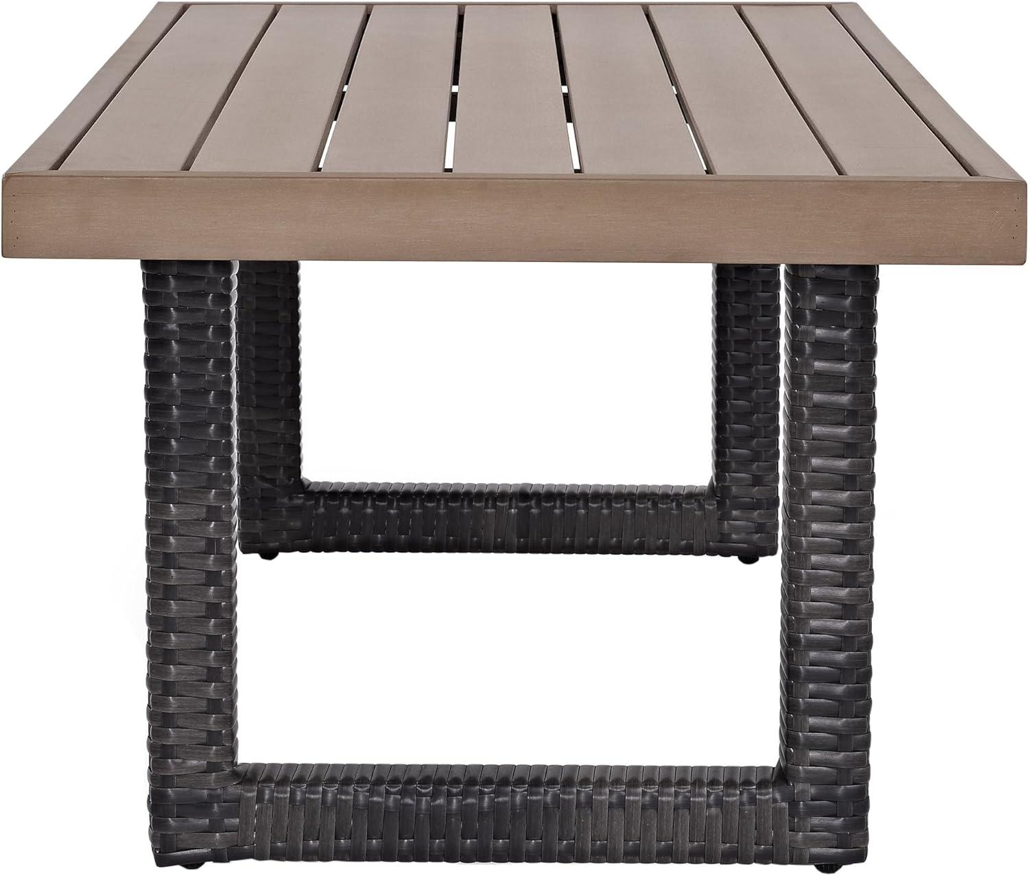 Beaufort 52'' Brown Wicker Outdoor Coffee Table with Faux Wood Top