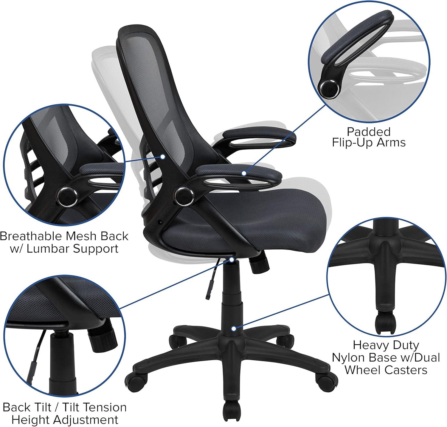 Flash Furniture High Back Mesh Ergonomic Swivel Office Chair with Flip-up Arms