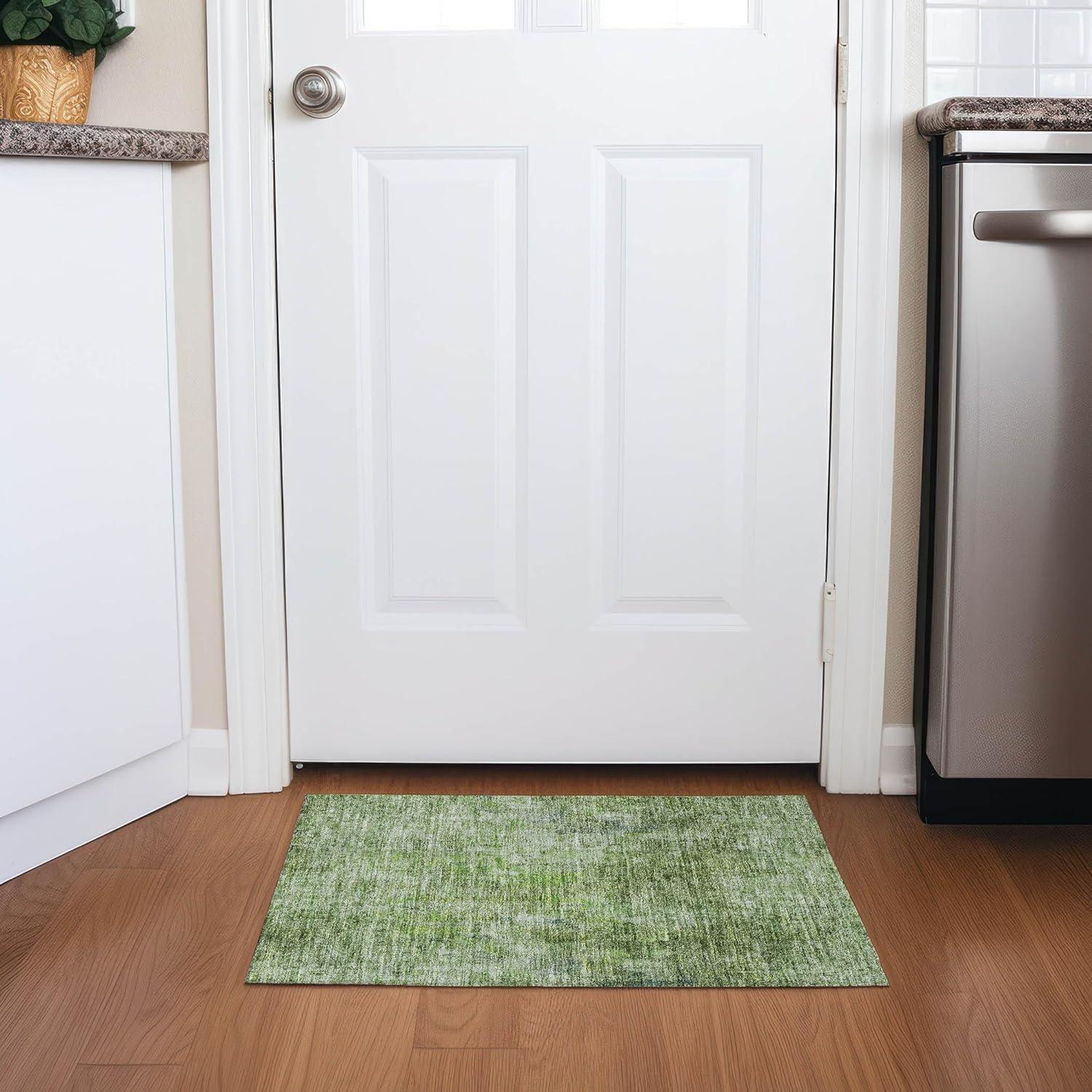Addison Rugs Chantille Indoor/Outdoor Transitional Abstract Olive Washable Rectangle Rug, 1'8" x 2'6"