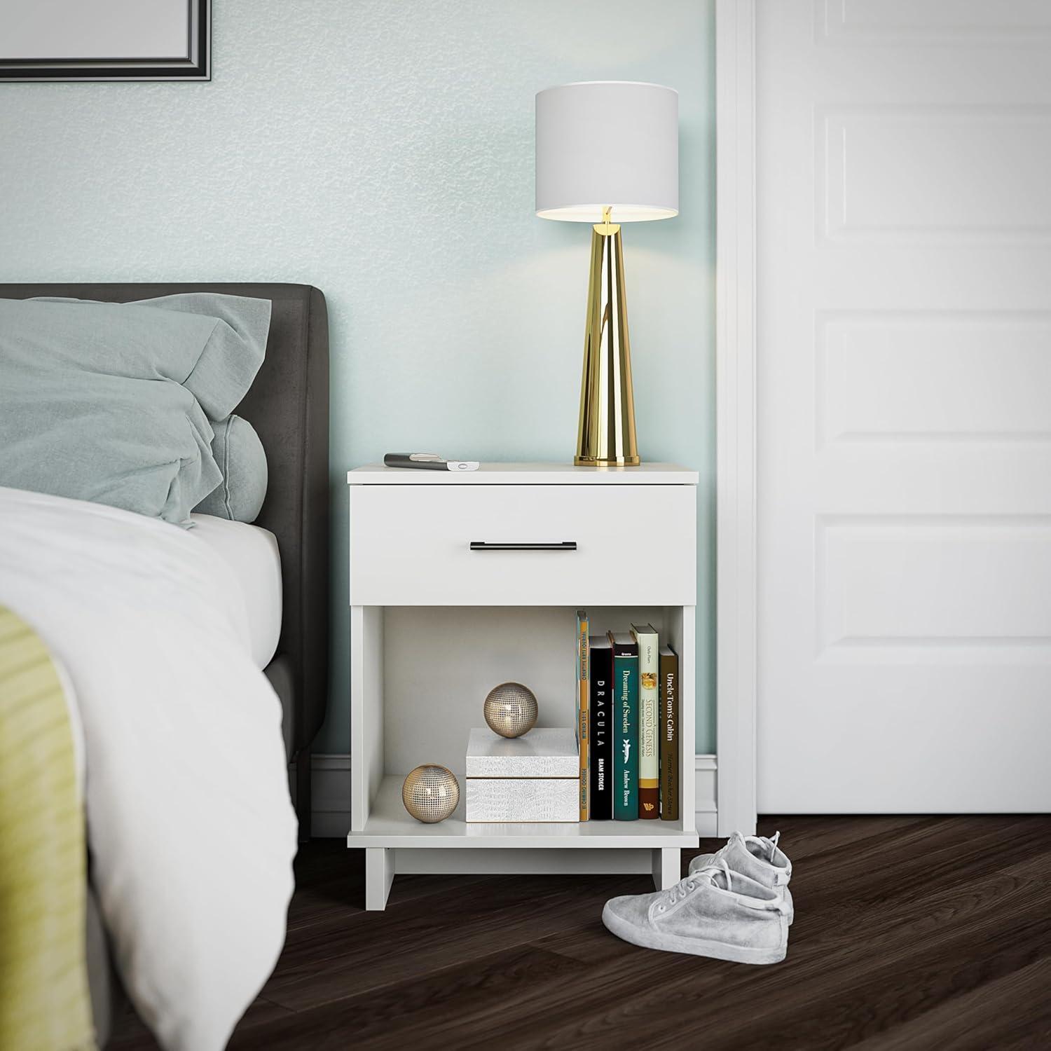 Ameriwood Home Southlander 1 Drawer Nightstand, White