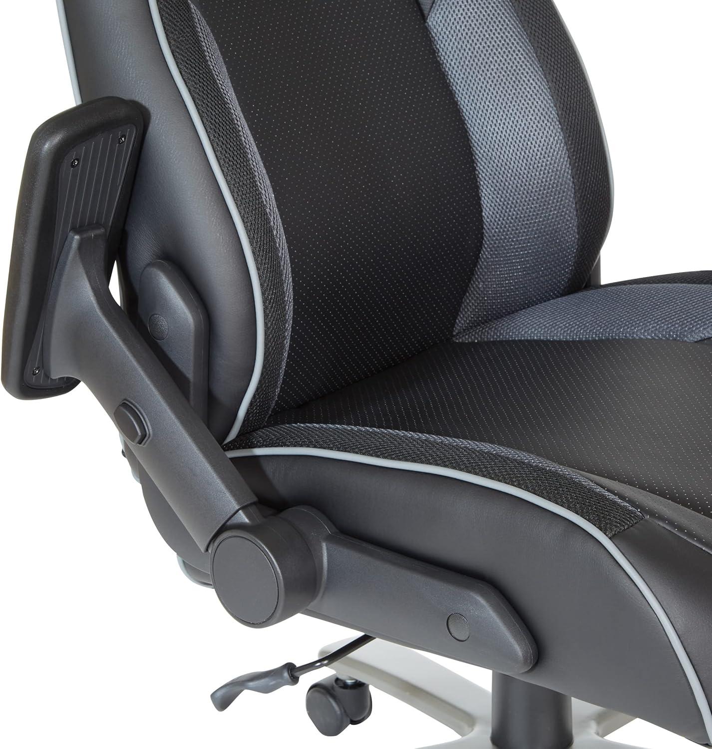 Big & Tall Bonded Leather Gaming Chair in Gray Mesh