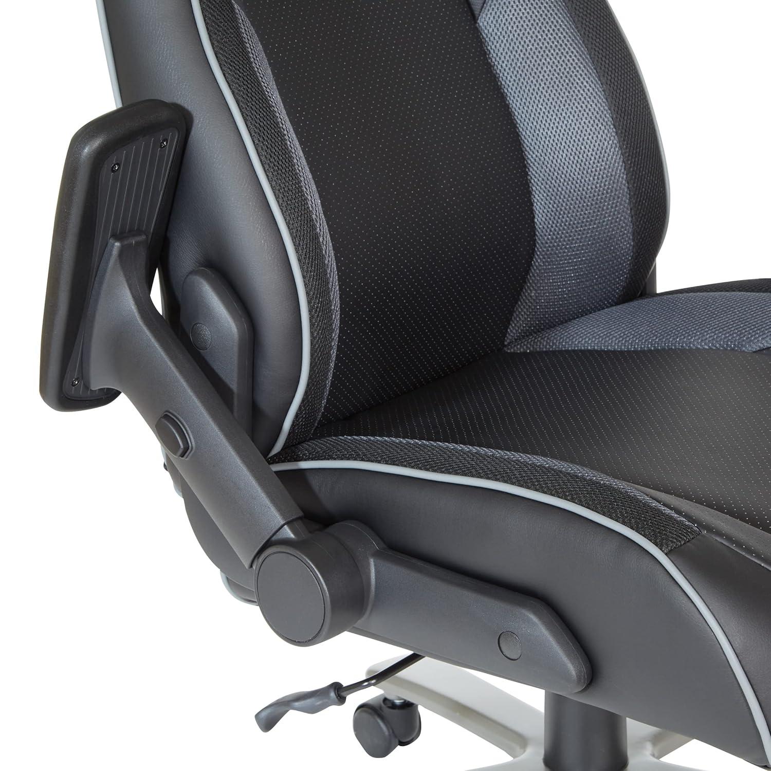 Big & Tall Bonded Leather Gaming Chair in Gray Mesh