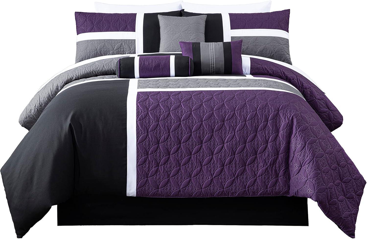 Chezmoi Collection Upland Patchwork 7 Piece Comforter Set