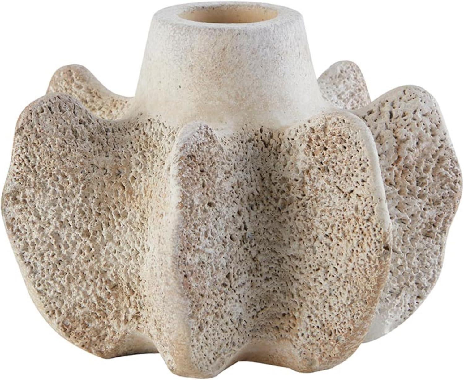 Mini Beige Cement Flower Vase for Home Décor, 4.25" Dia x 3" H