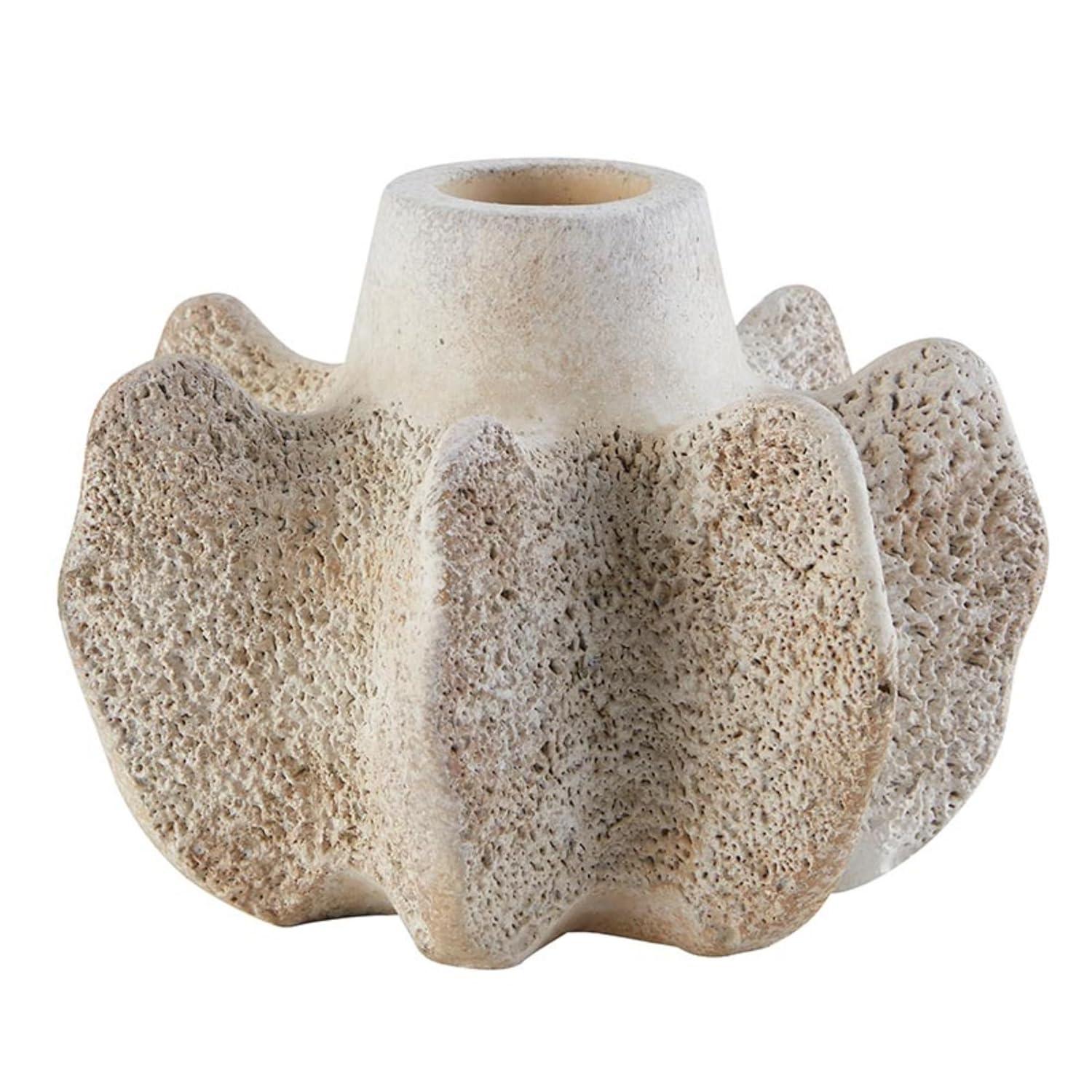 Mini Beige Cement Flower Vase for Home Décor, 4.25" Dia x 3" H