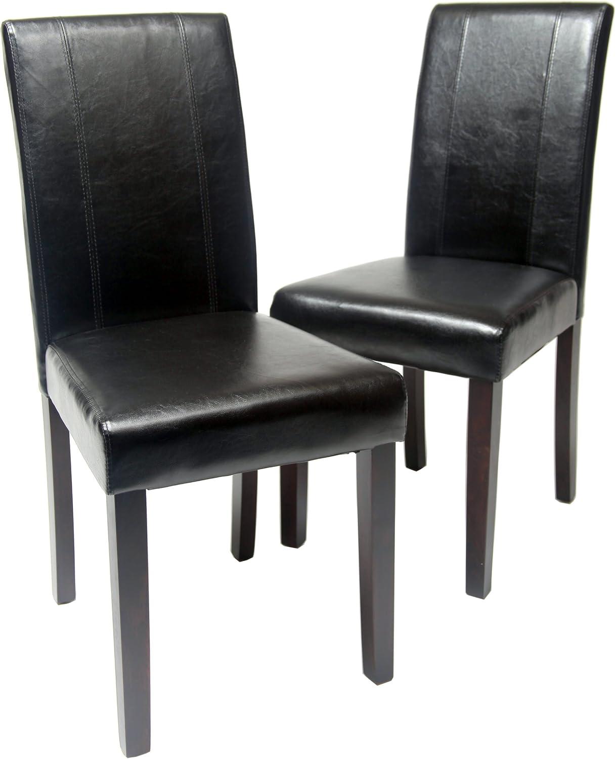 High-Back Black Faux Leather Parsons Side Chair