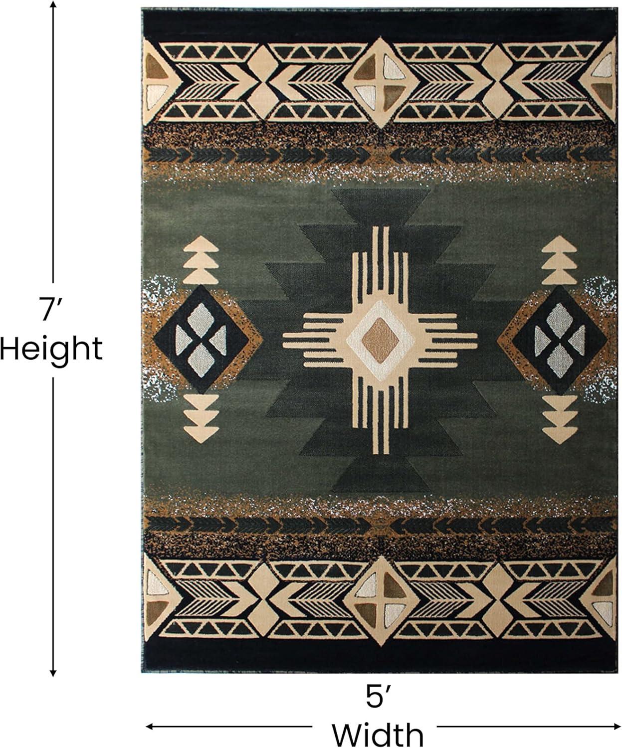 Flash Furniture Mohave Rectangular Southwestern Beige, Sage Area Rug, 5' x 7'