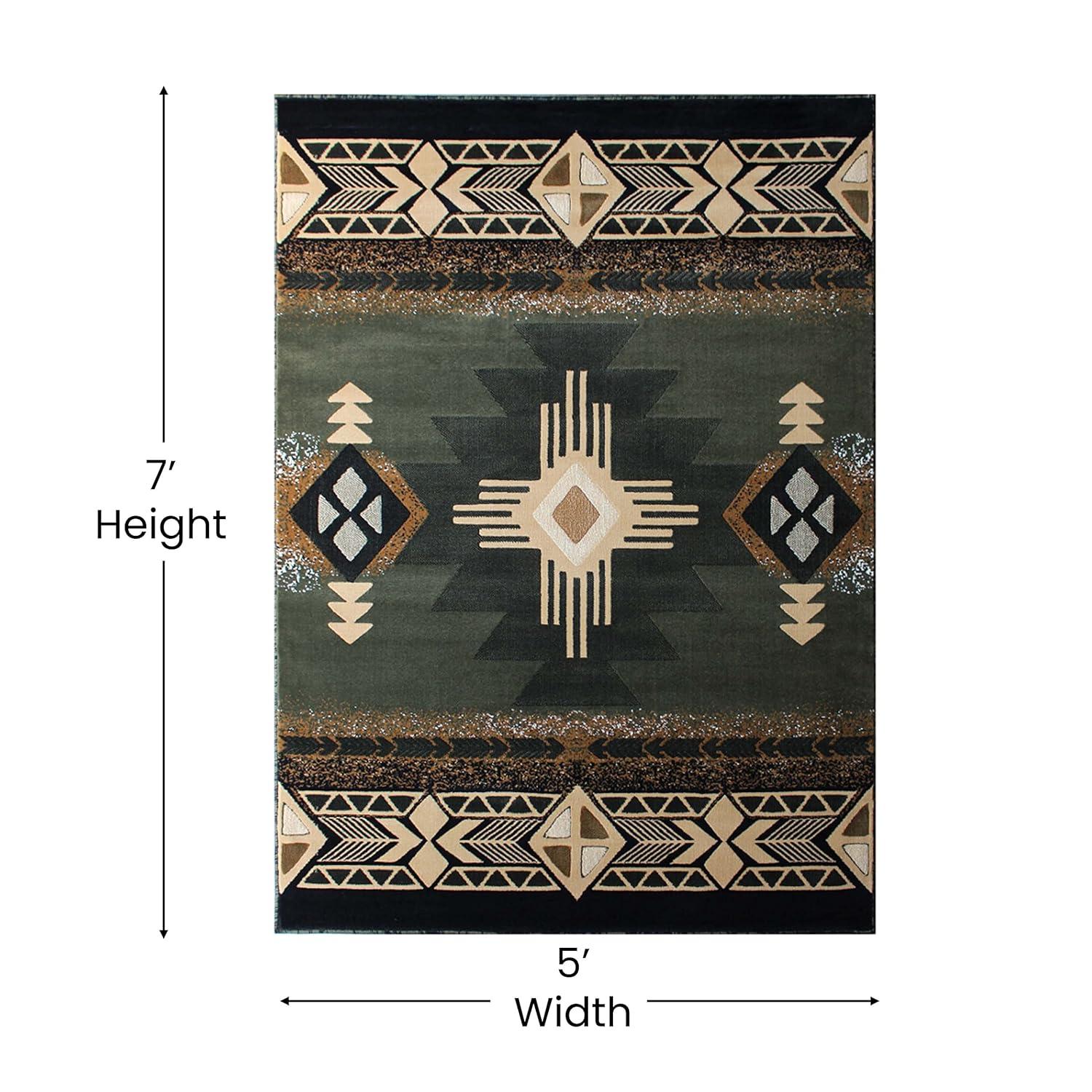 Flash Furniture Mohave Rectangular Southwestern Beige, Sage Area Rug, 5' x 7'