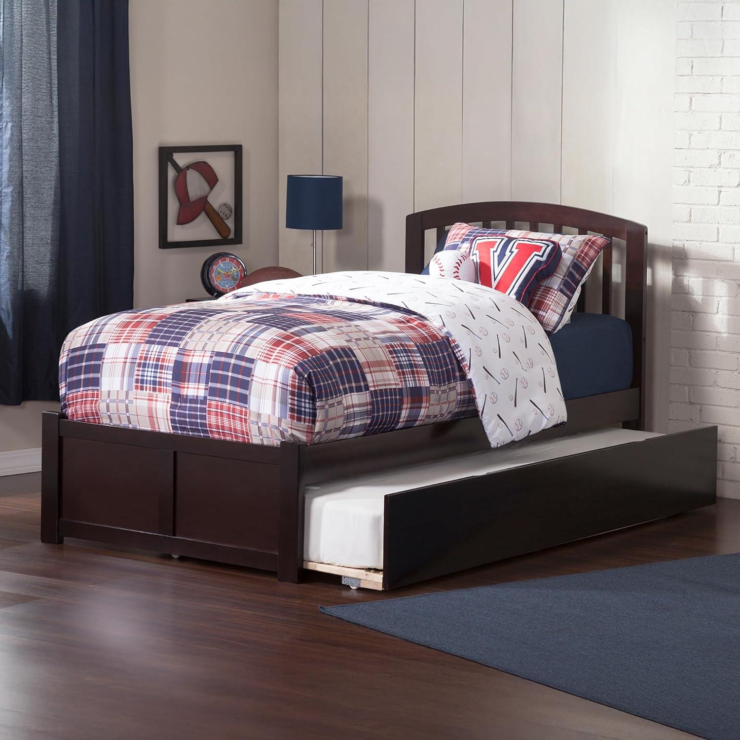Richmond Twin Extra Long Bed with Footboard and Twin Extra Long Trundle in Espresso