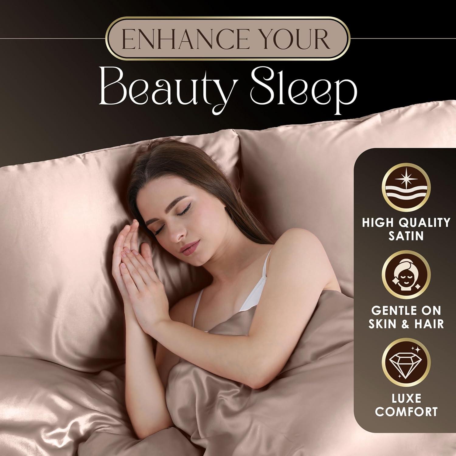 Seduction Martex Elegance Satin Silk Pillowcases Hotel Quality - Super Soft & Breathable Great For Hair And Skin (Set of 2)