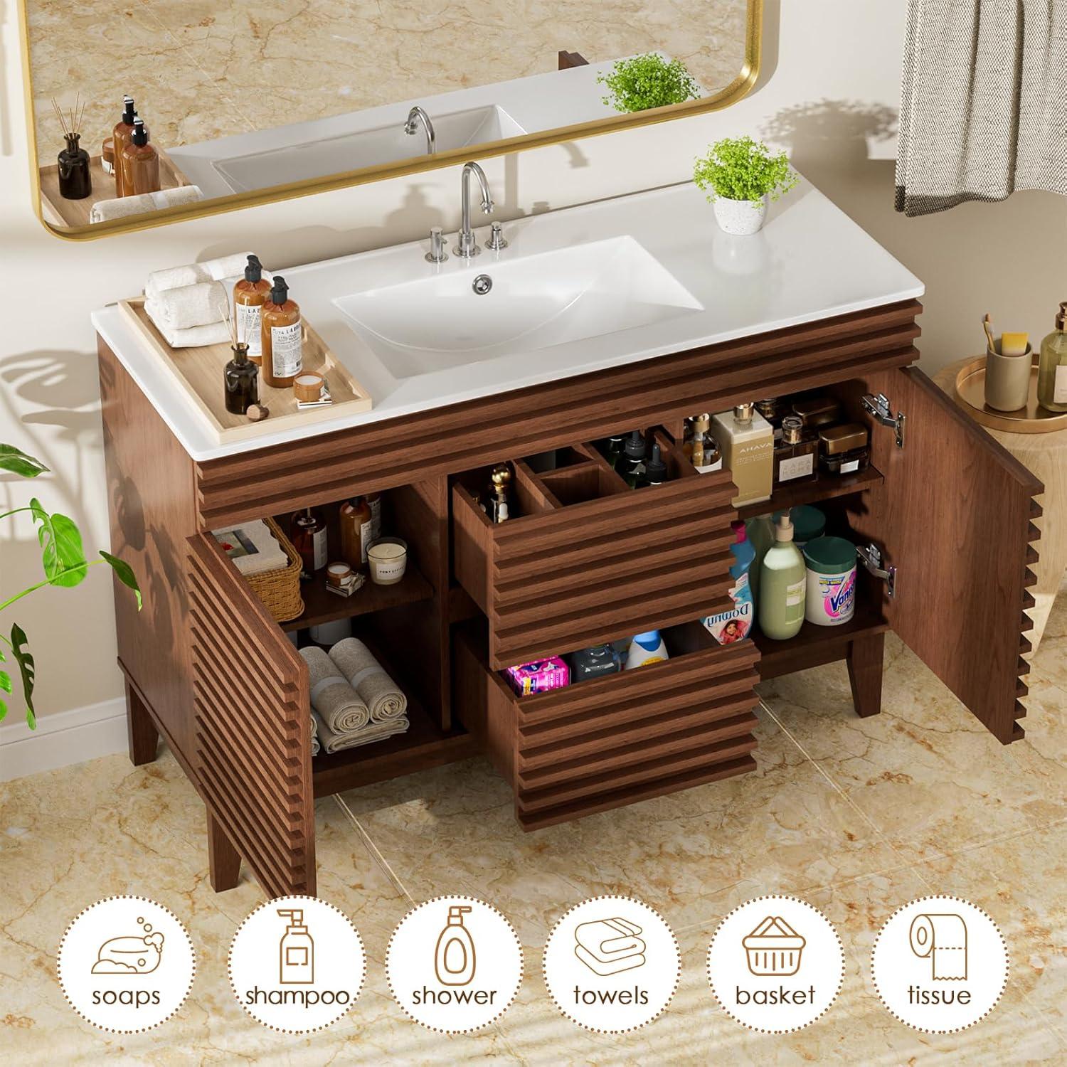 48'' Double Bathroom Vanity with Carrara Marble Top