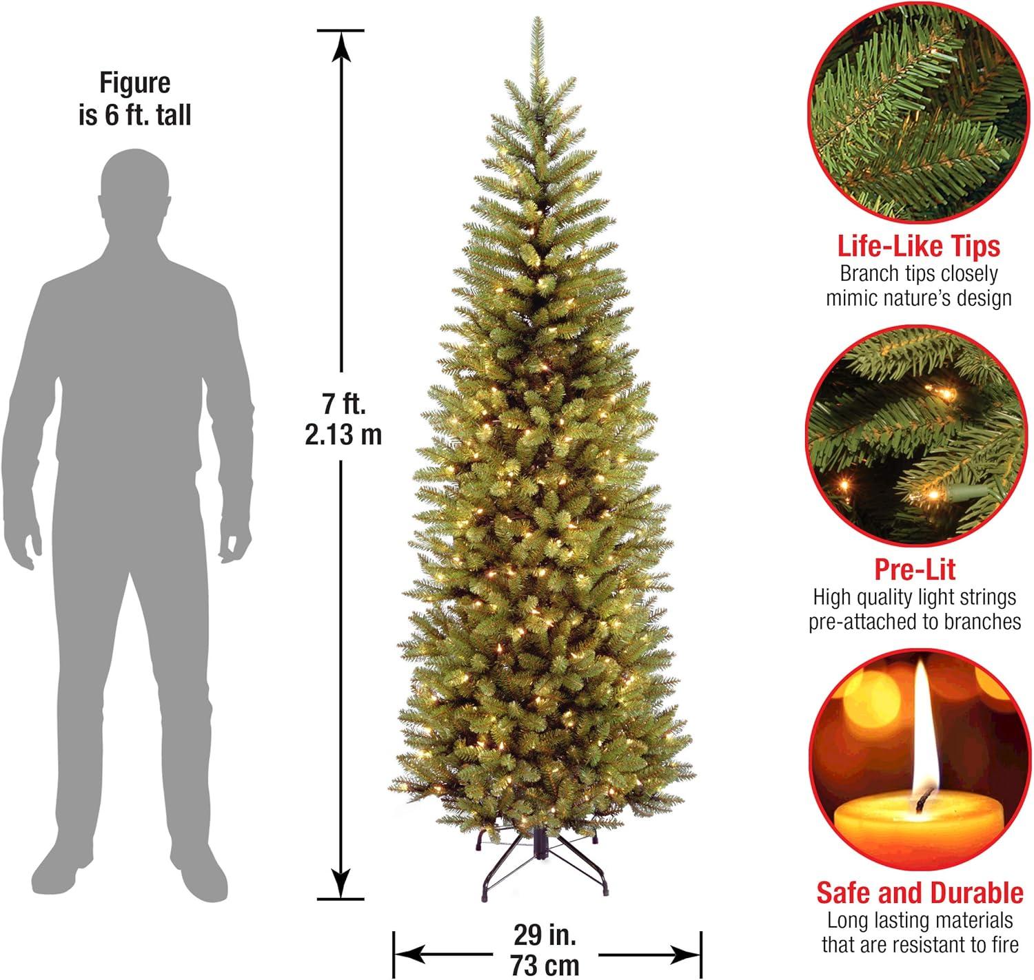 Pencil Slim Kingswood Fir Artificial Christmas Tree Clear Lights - National Tree Company