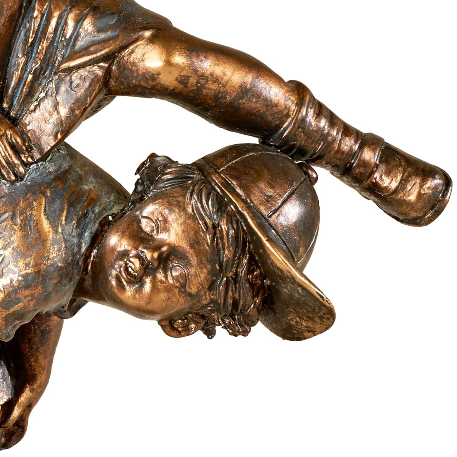 Touch of Class Leap Frog Boy and Girl Playing Children Tabletop Collectible Figurine Gold Bronze 8.5" Wx4 Dx11 H