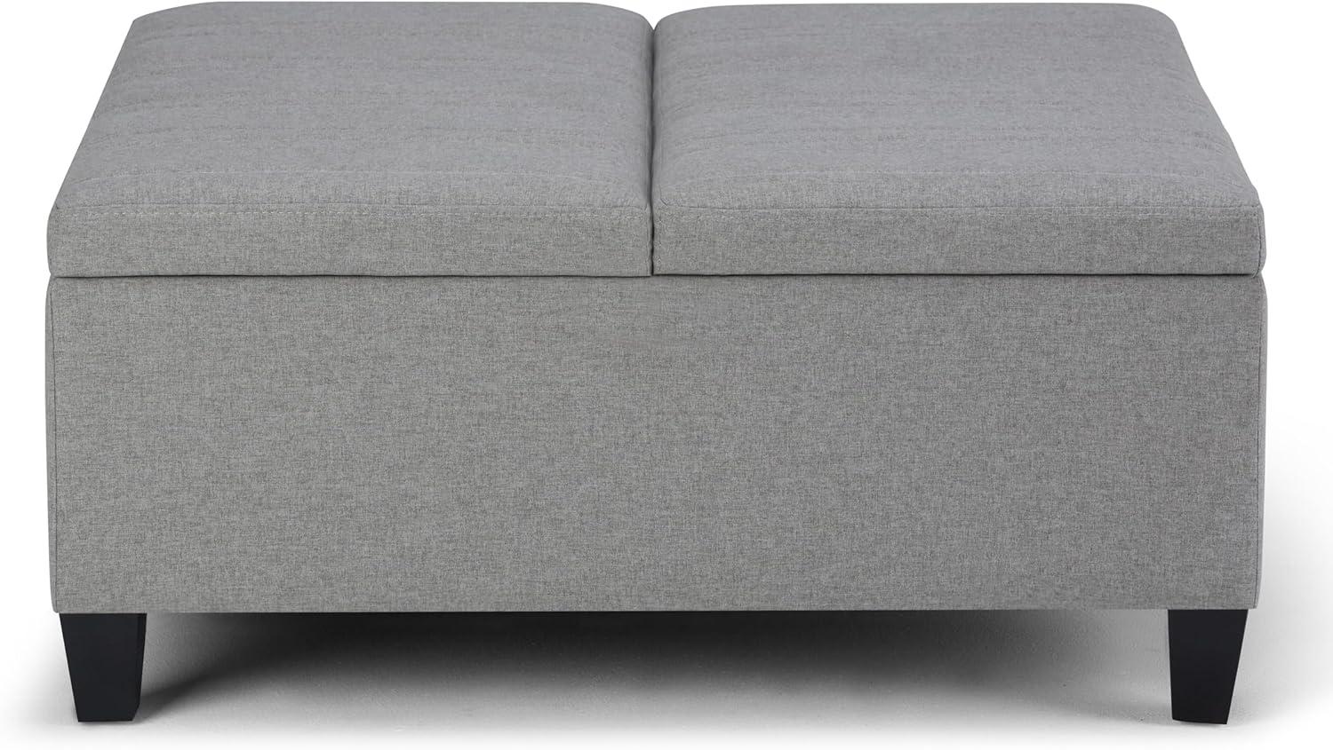 Ellis 36" Dove Grey Linen Look Fabric Coffee Table Ottoman