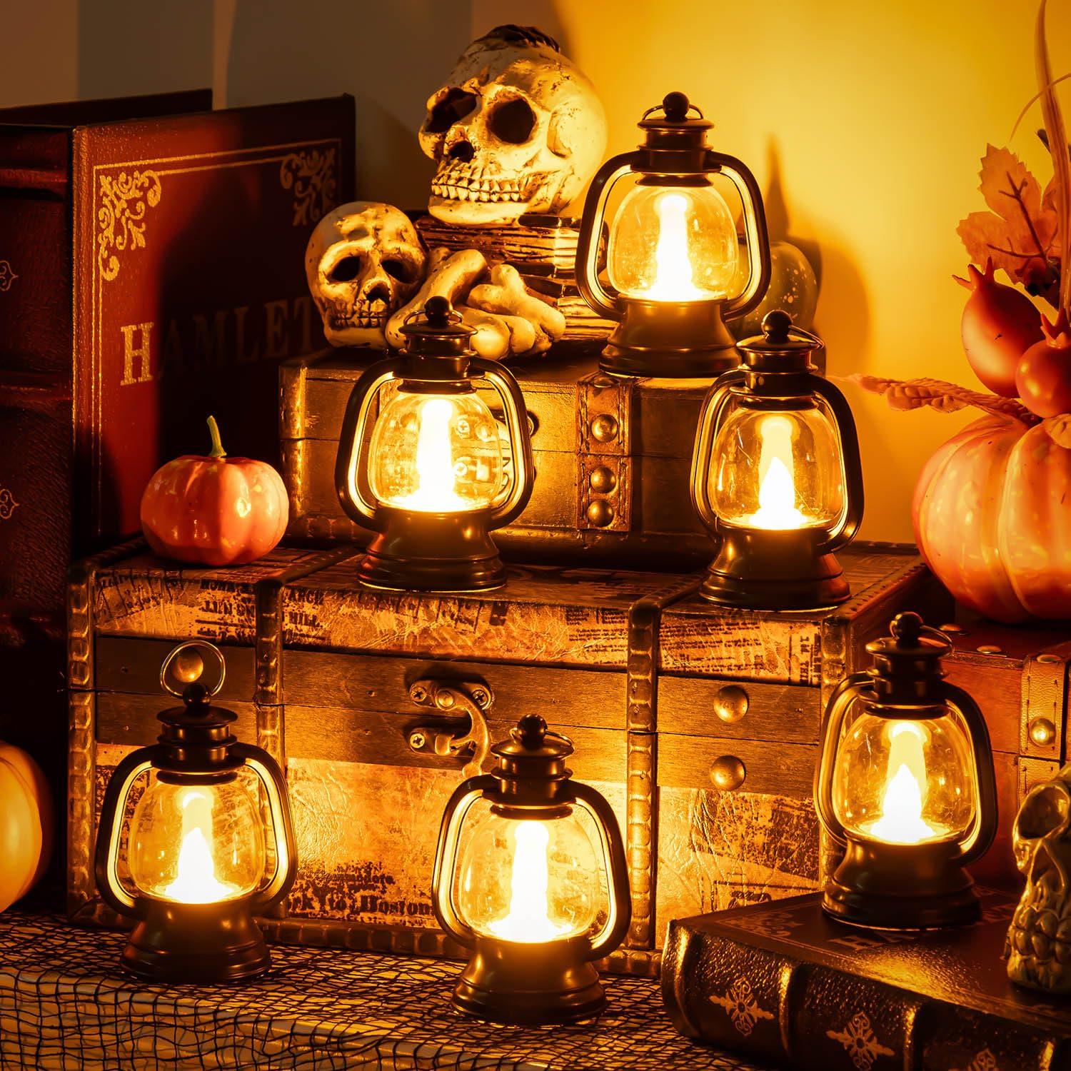 12 Pcs Mini Lantern, Lantern Centerpieces for Tables with LED Simulation Candle, 4 Inch Small Hanging Lantern, Lanterns Decorative for Wedding Centerpiece Tables (Warm Yellow