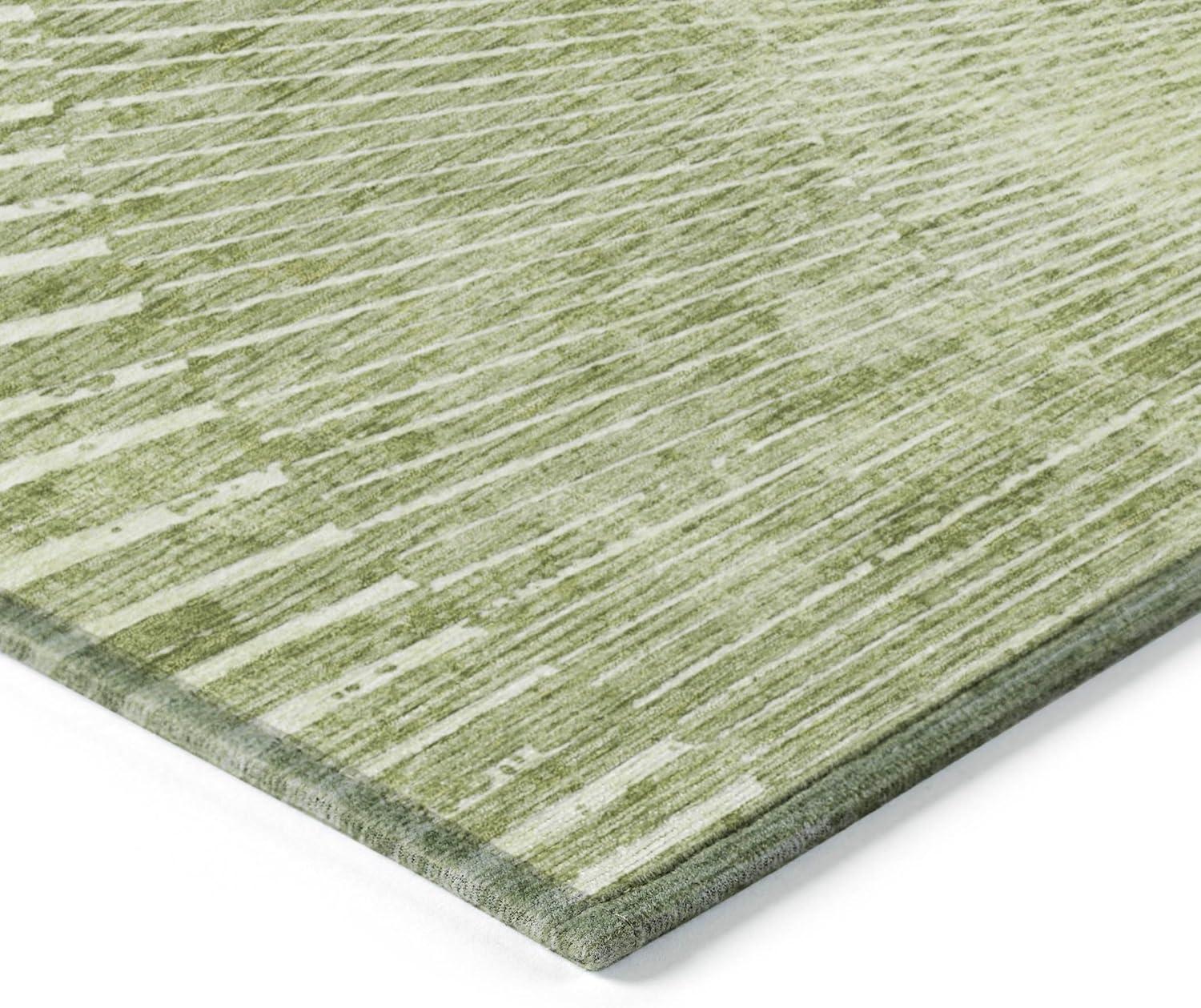 Sage Green Geometric Synthetic 8' x 10' Washable Rug