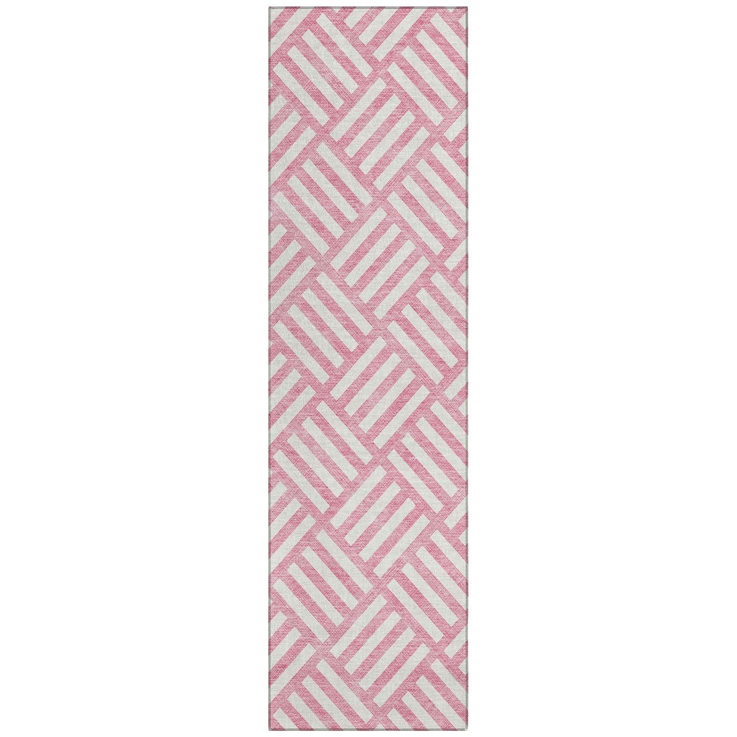 Addison Rugs Chantille ACN620 Pink 2'3" x 7'6" Indoor Outdoor Hallway Runner Rug, Stain Resistant Washable Kitchen Area Carpet for Bathroom, Laundry and Bedroom Rug