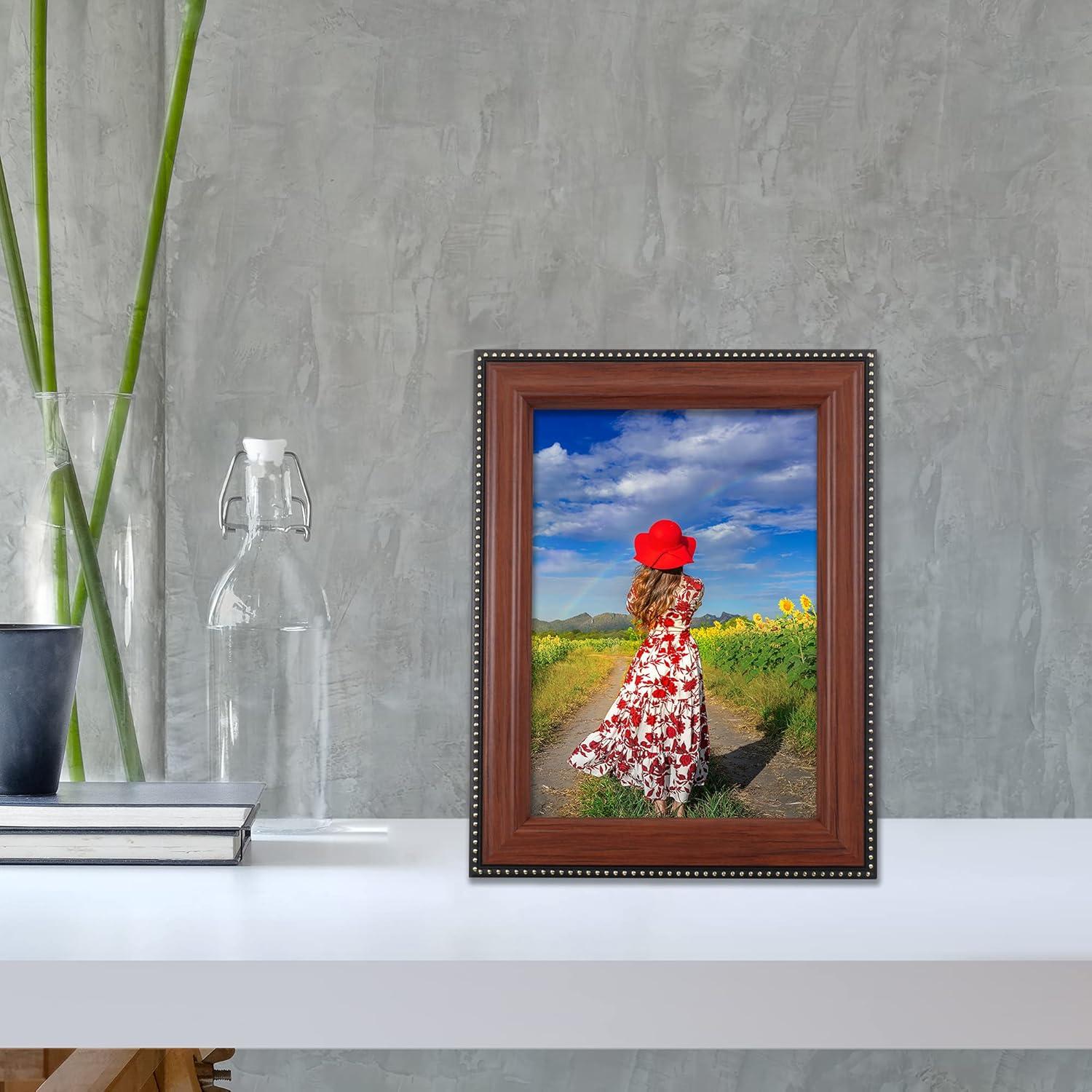 Lawrence Frames Walnut Wood Beaded Picture Frame