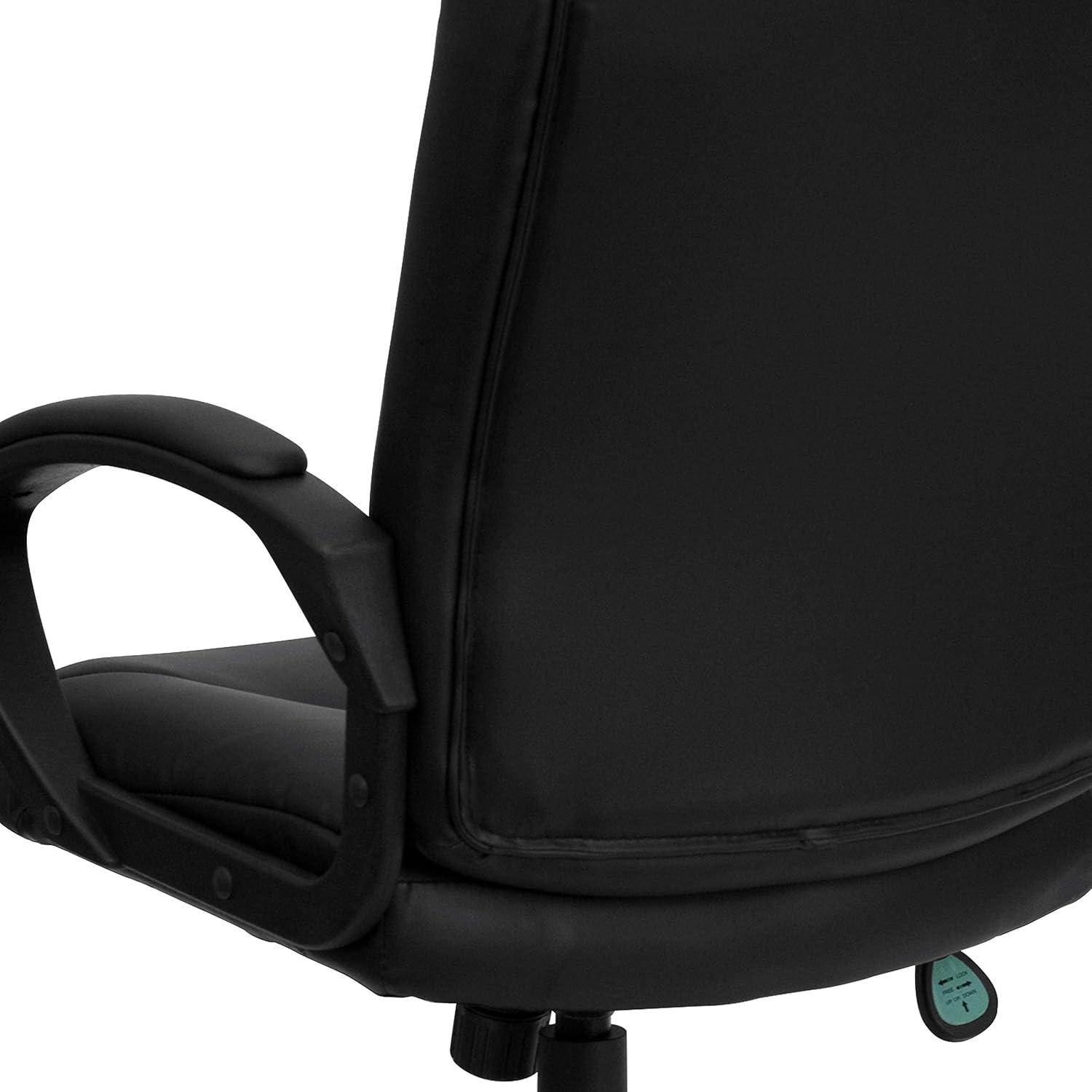 Flash Furniture Chelsea Mid-Back Black LeatherSoft Executive Swivel Office Chair with Three Line Horizontal Stitch Back and Arms