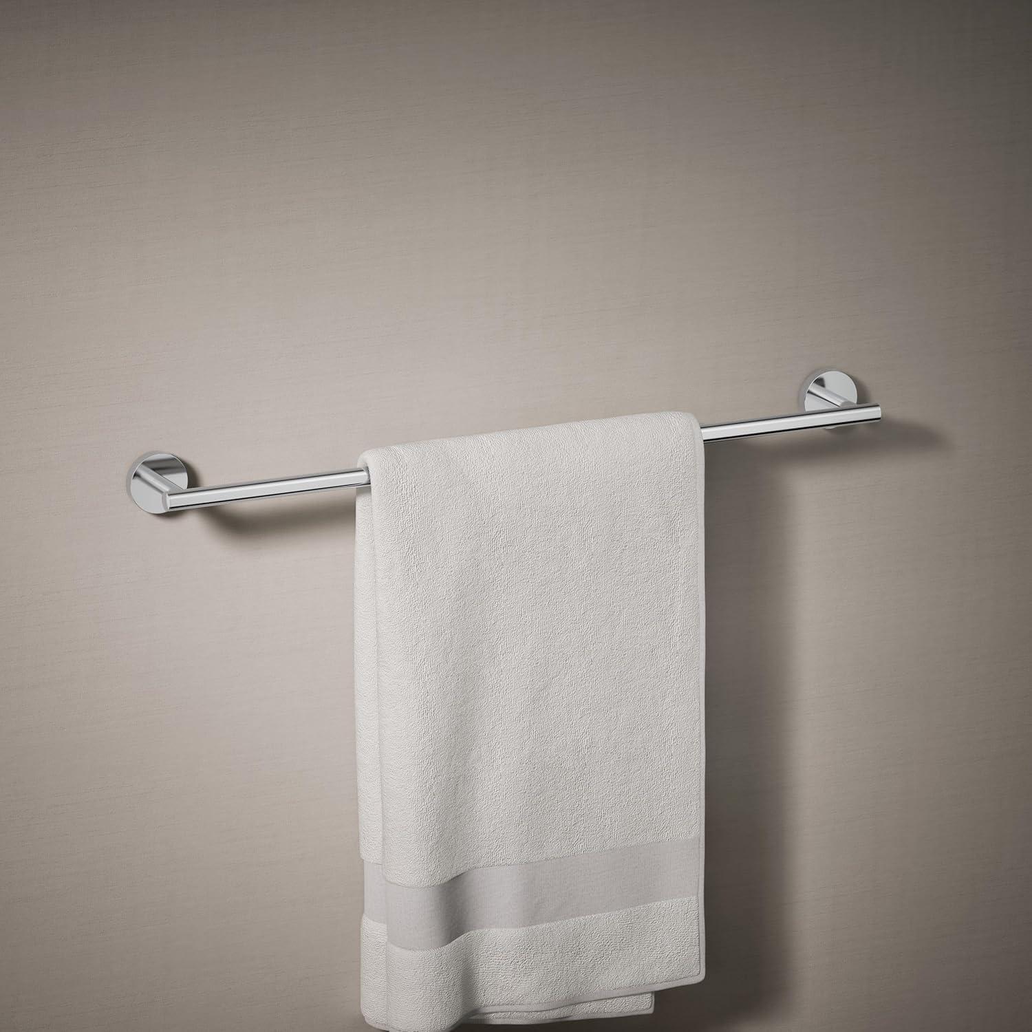 Elate Wall Mounted Round Towel Bar, Metal Wall-Mounted Towel Holder