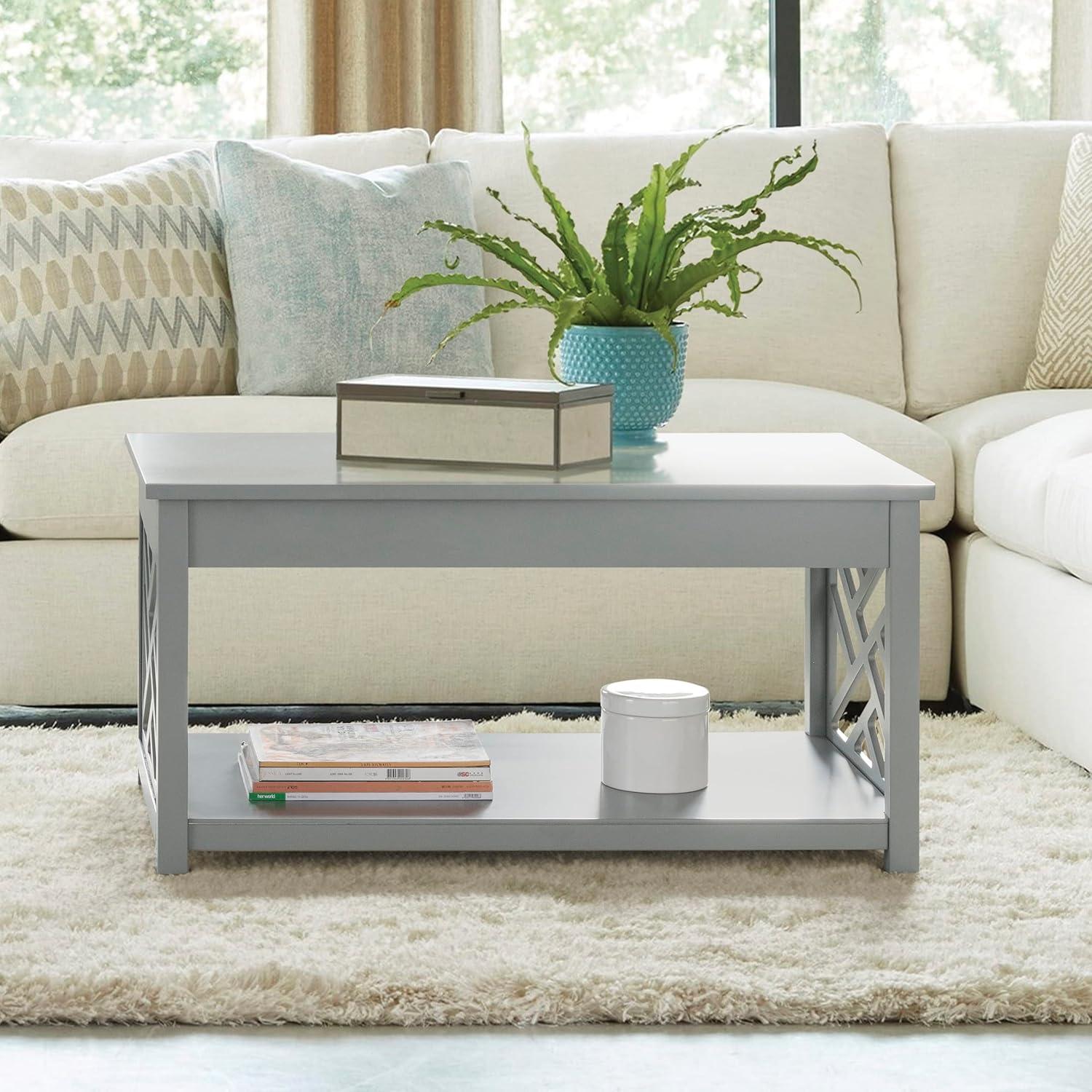 Alaterre Furniture Coventry 36 in. Solid Pine Wood Coffee Table, Traditional to Modern Design Accent Furniture, Gray