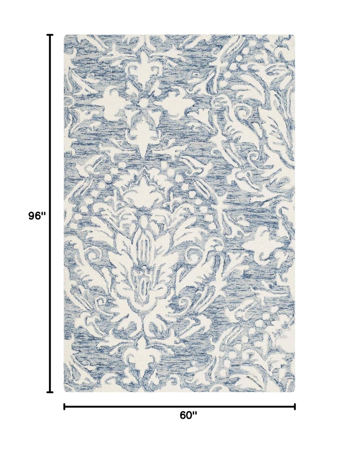 Blossom BLM107 Hand Tufted Indoor Area Rug - Blue/Ivory - 5'x8' - Safavieh