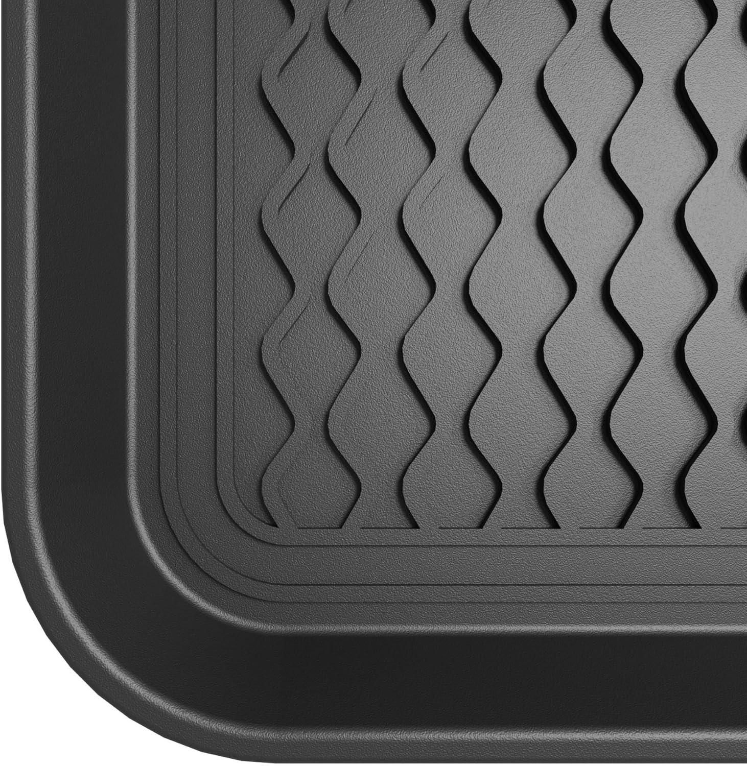 Ottomanson Easy Clean, Waterproof Indoor/Outdoor Rubber Boot Tray, 15" x 30", Black