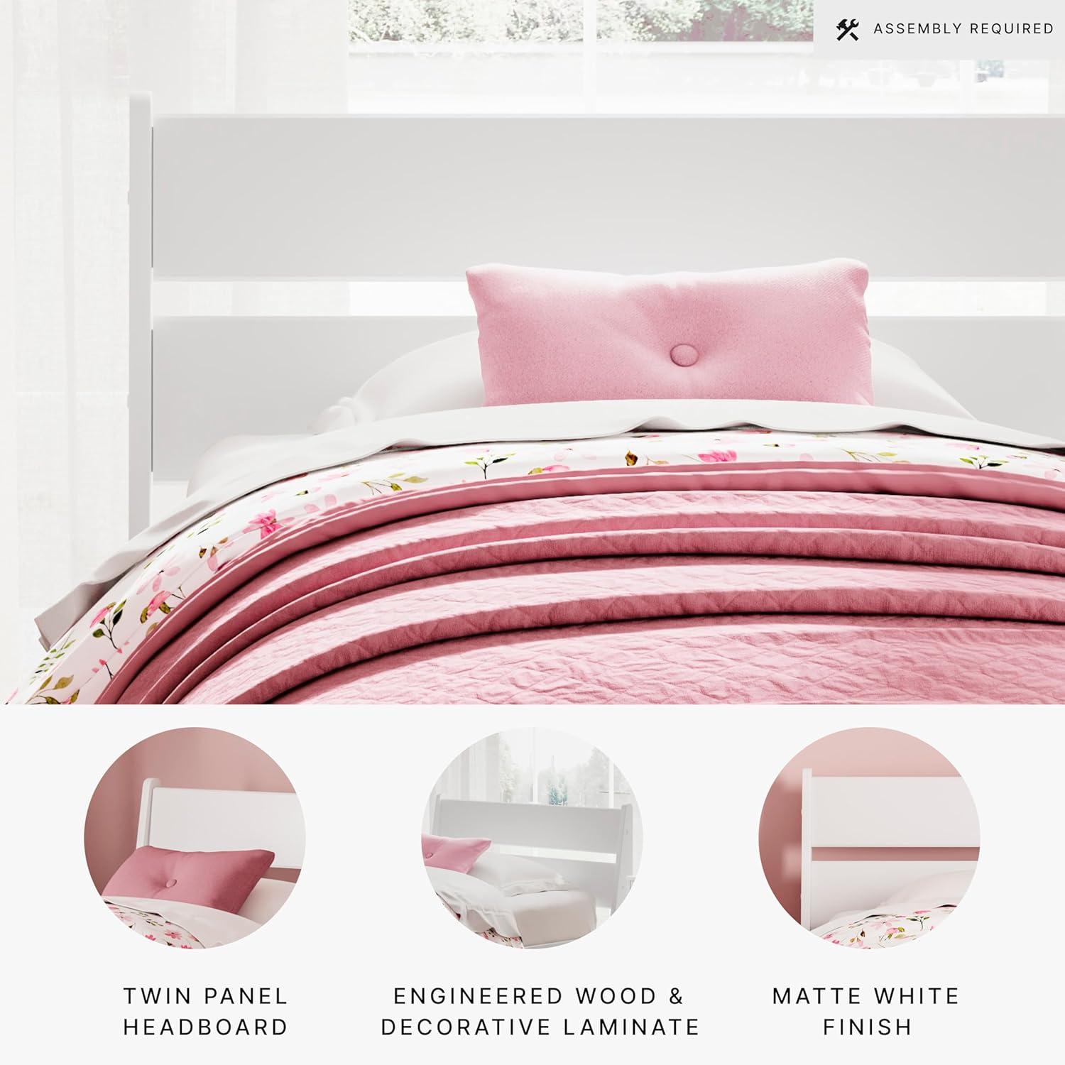 Signature Design by Ashley Socalle Twin Panel Headboard in Matte White Finish