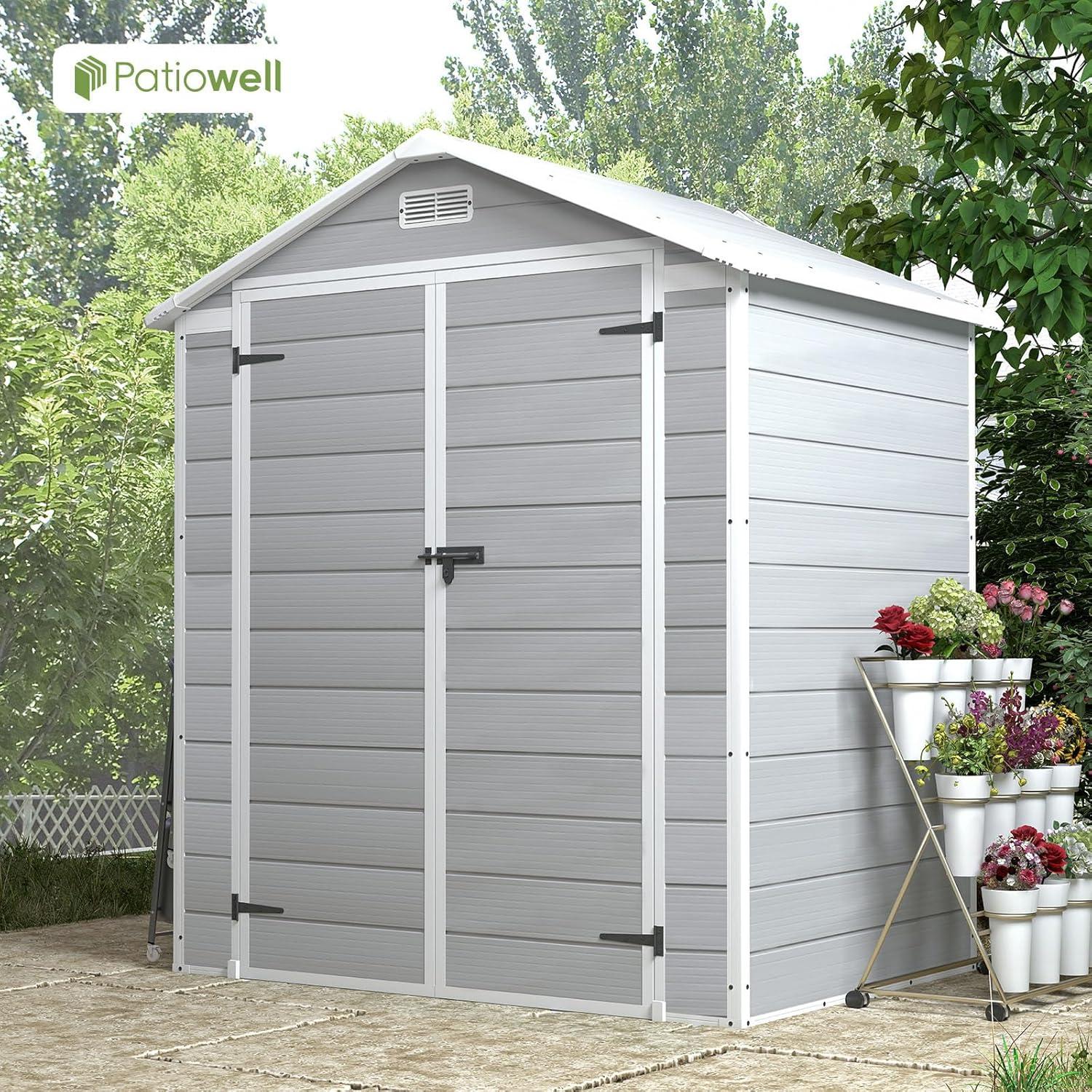 Gray 6x4 FT Resin Outdoor Storage Shed with Window