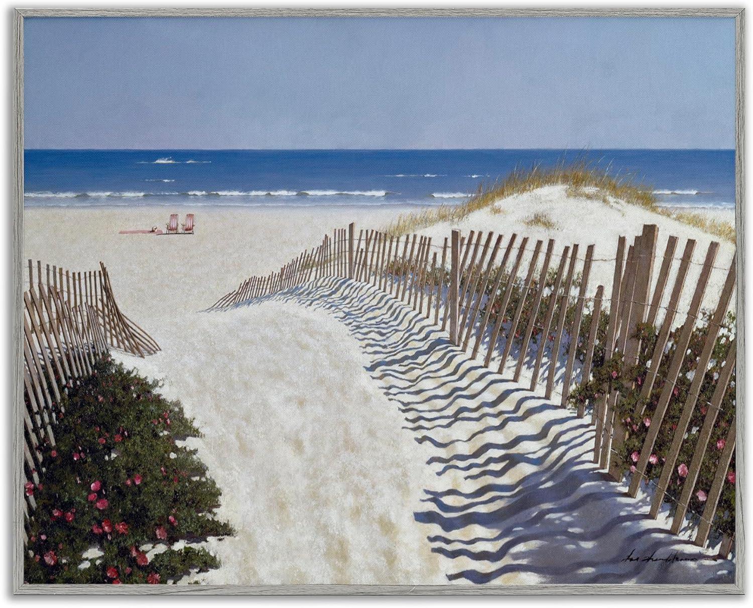 Fenced Pathway to Beach Landscape Canvas Print