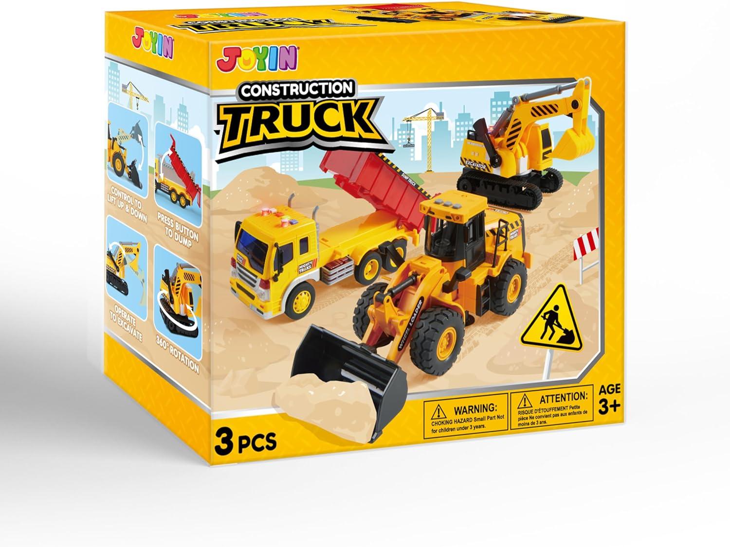 Joyfy Construction Toys for Boys Kids Toddlers, Excavator, Dump Truck and Loader Toy Trucks Construction Truck Toys Christmas Birthday Gifts for Boys