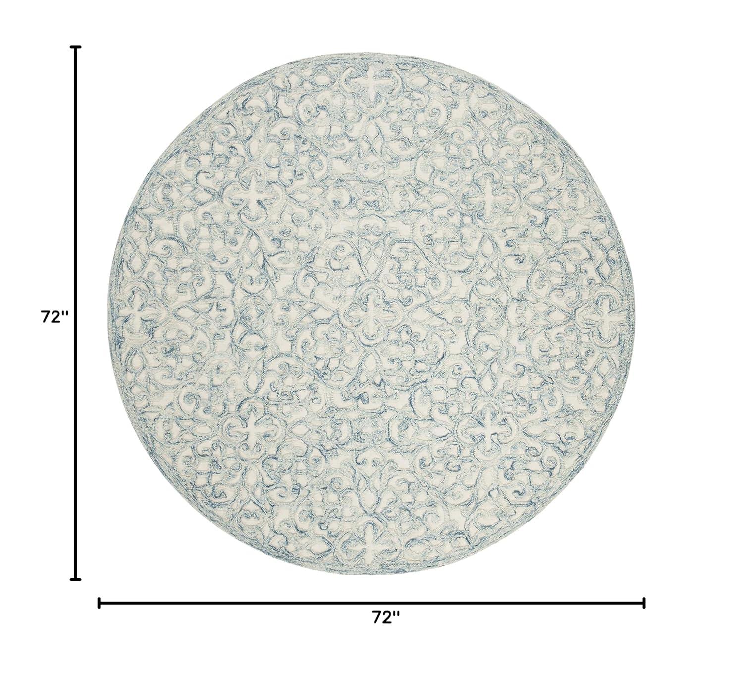 Trace TRC103 Hand Tufted Indoor Area Rug - Blue/Ivory - 6' round - Safavieh.