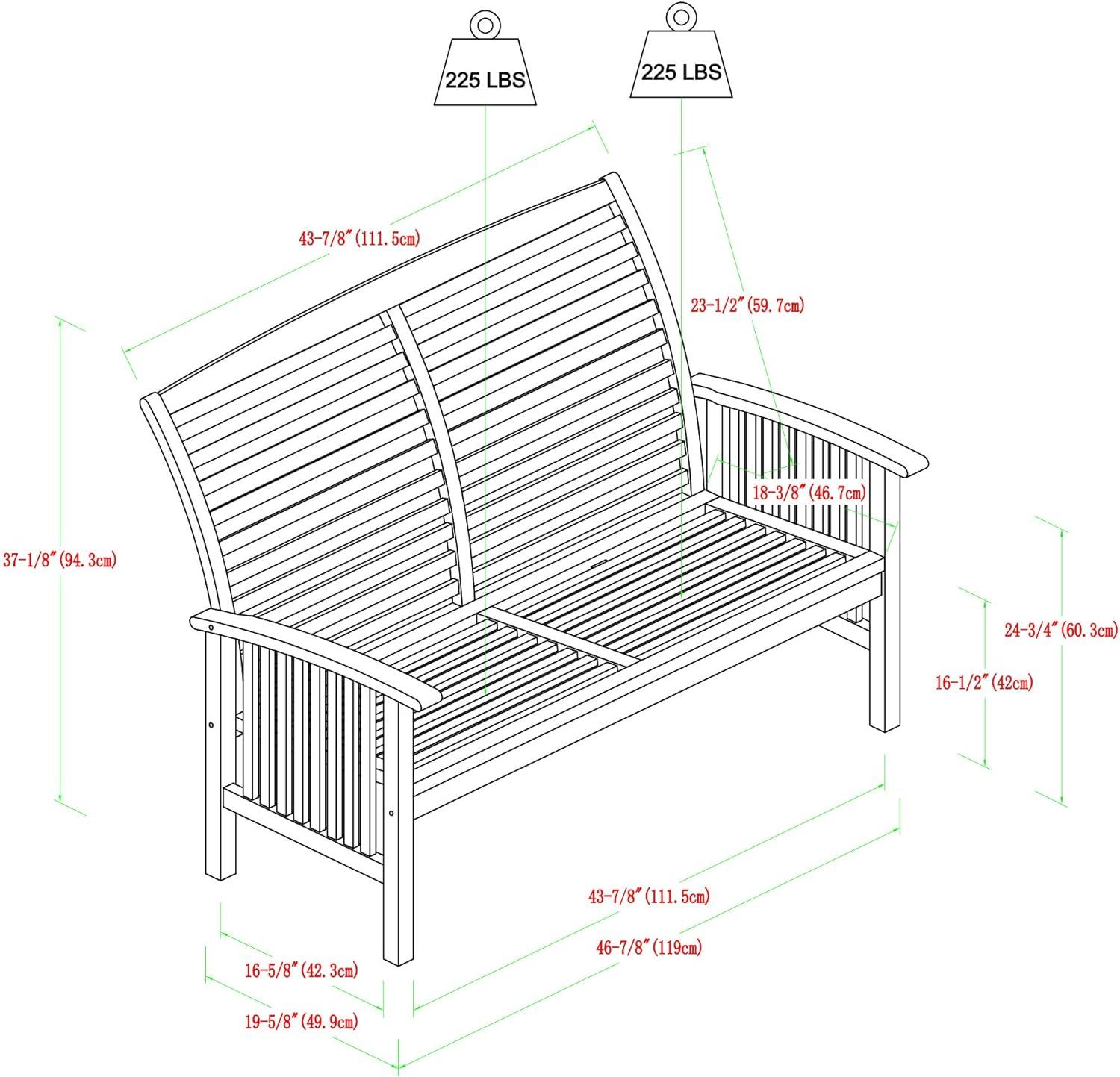 Acacia Wood Patio Loveseat in Dark Brown