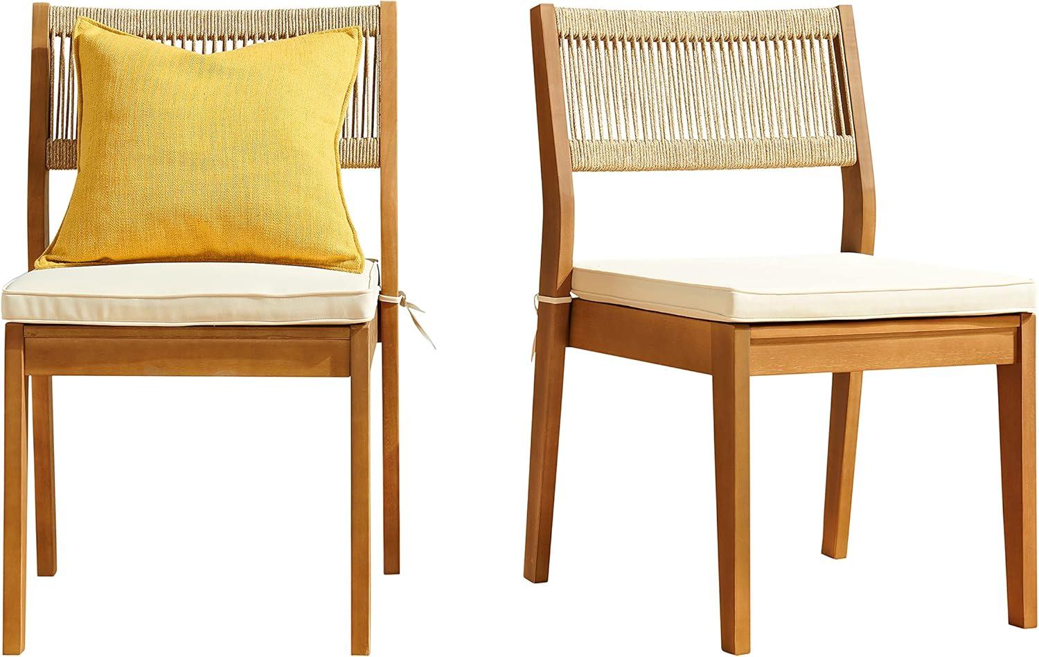 Alaterre Furniture 2pc Barton Outdoor Weather Resistant Stackable Dining Chairs with Cushions