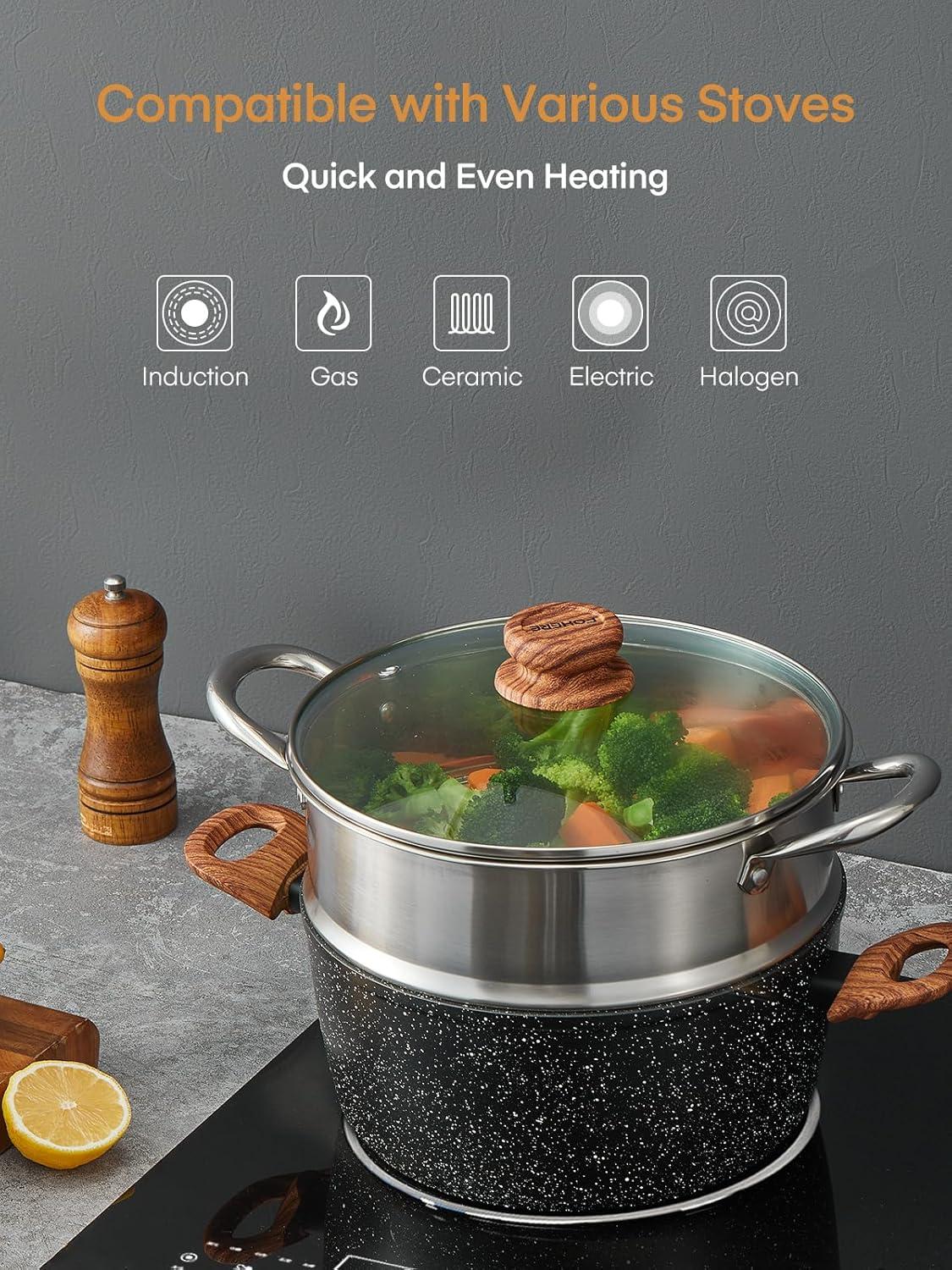 Fohere 15 Piece Nonstick Aluminum Pot and Pan Set