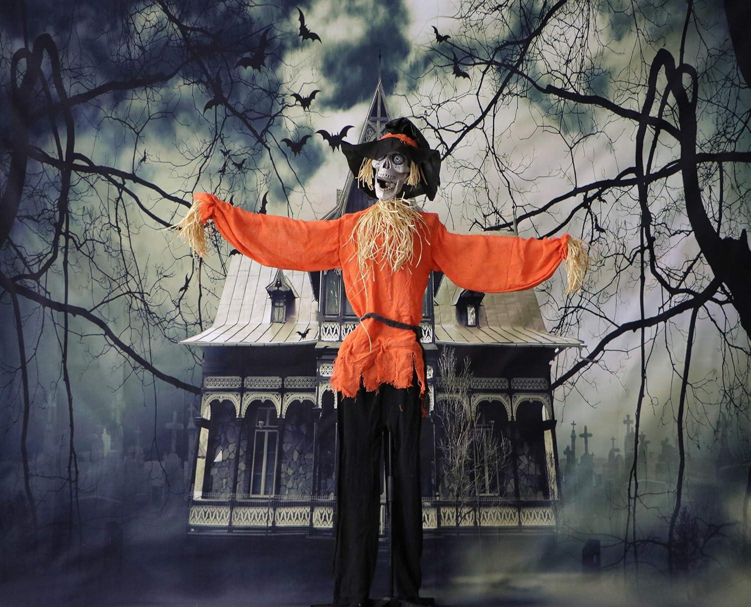 Haunted Hill Farm Haunted Hill Farm 15-ft. Animatronic Scarecrow for covered outdoor Halloween decoration