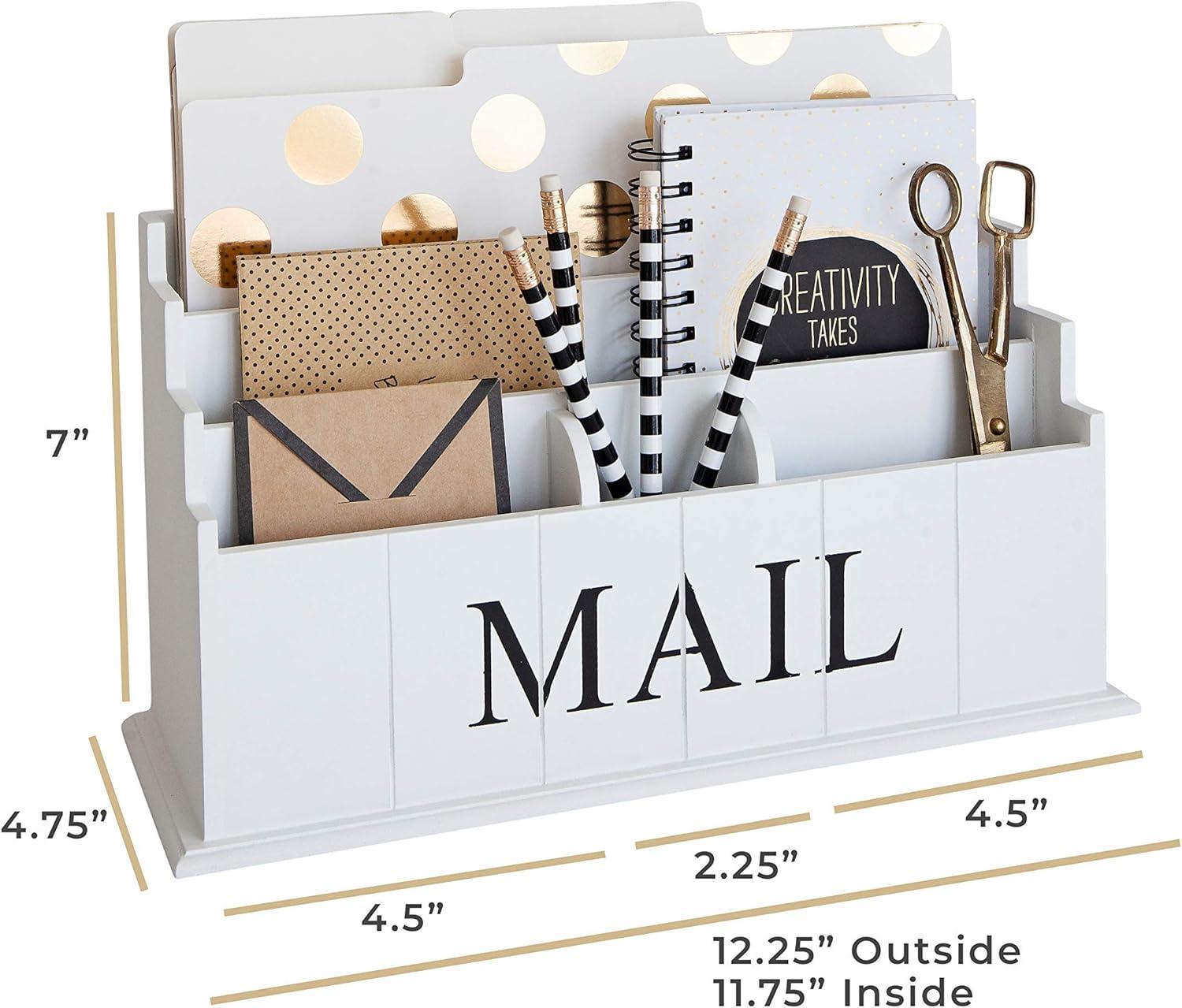 White Wooden Mail Organizer - 3 Tier