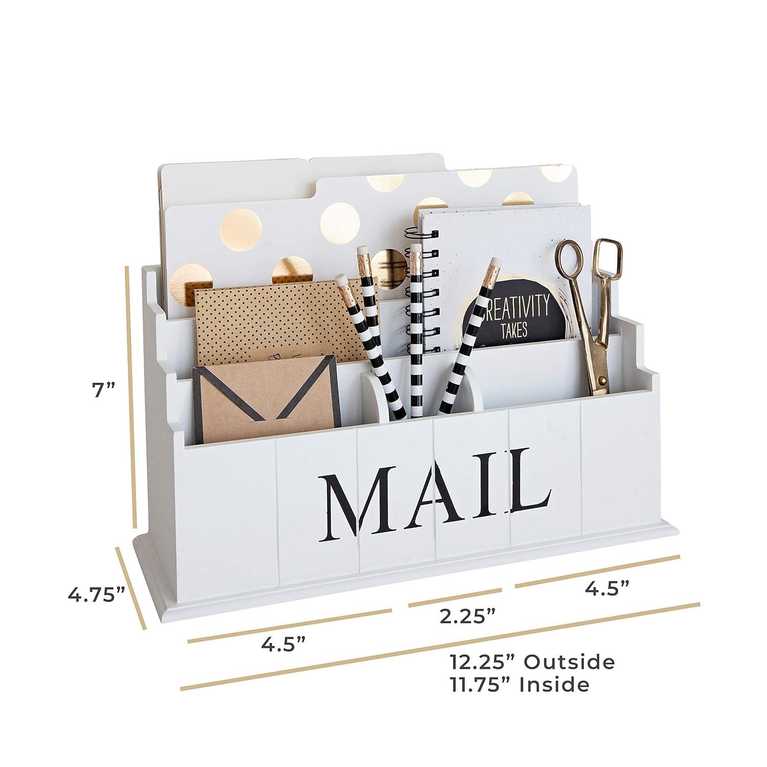 White Wooden Mail Organizer - 3 Tier