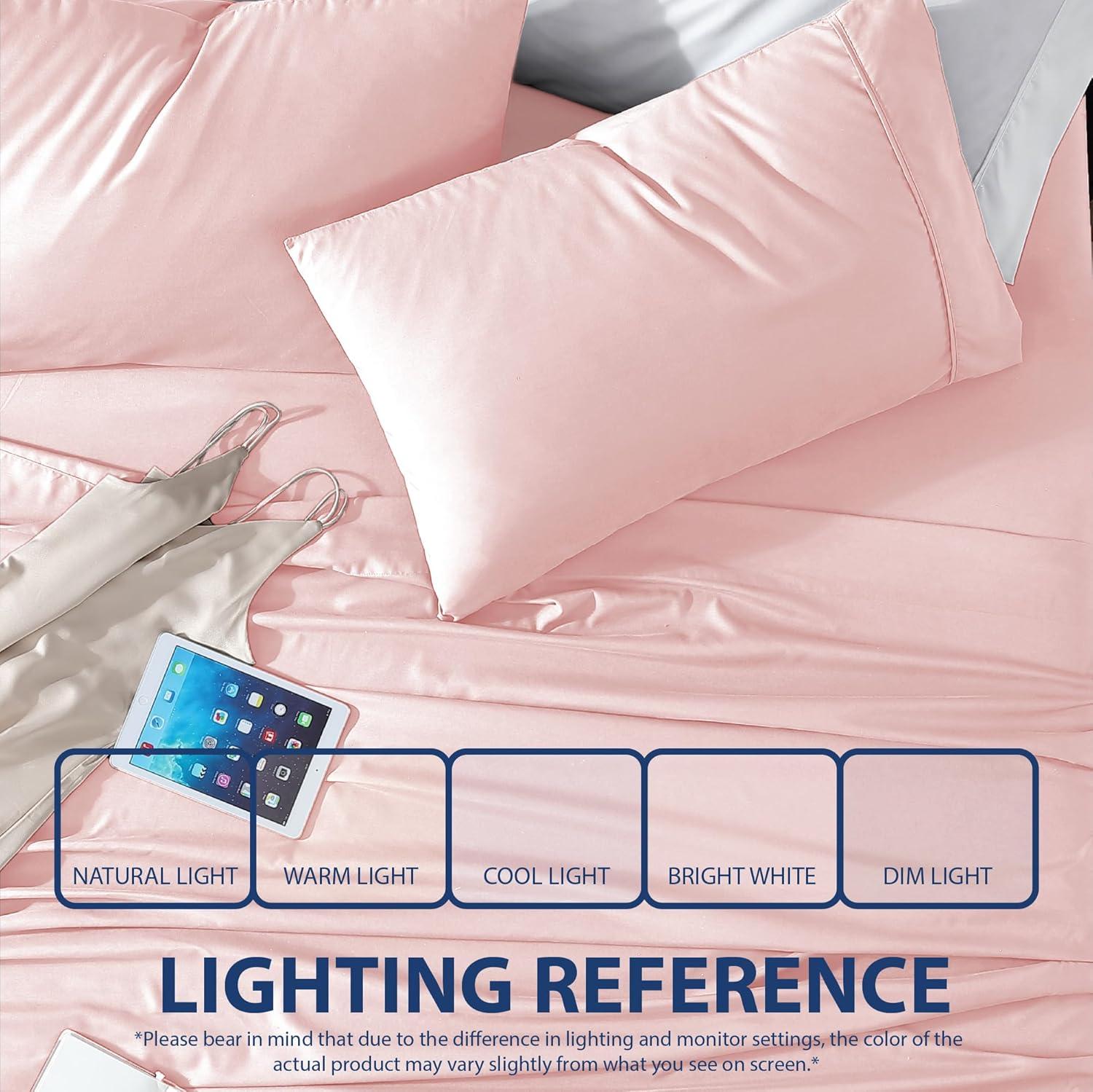 Swift Home | 4-Piece Solid Microfiber Sheet Set Blush Queen