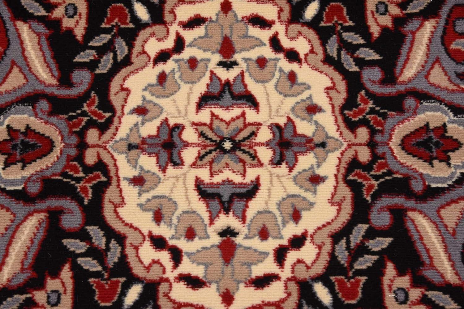 Elegant Medallion 9' x 12' Synthetic Area Rug in Red, Black, and Cream