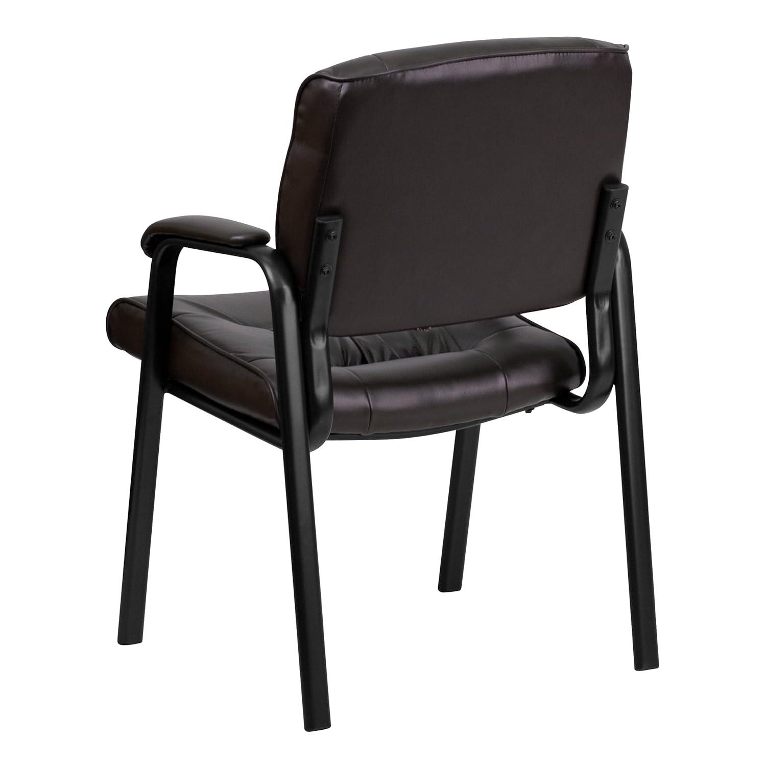 Emma and Oliver White LeatherSoft Executive Reception Chair with Black Metal Frame