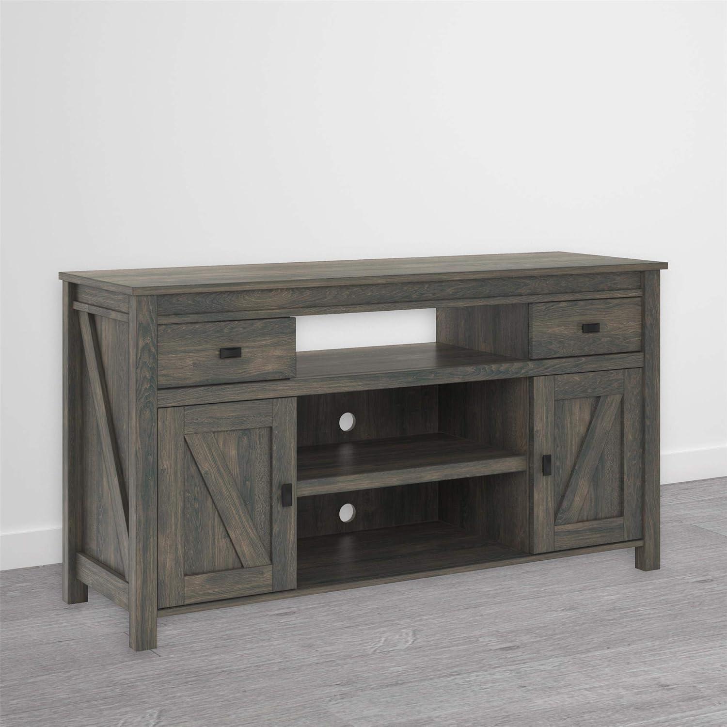 Farmington Gray Weathered Oak TV Stand with Cabinet for 60" TVs
