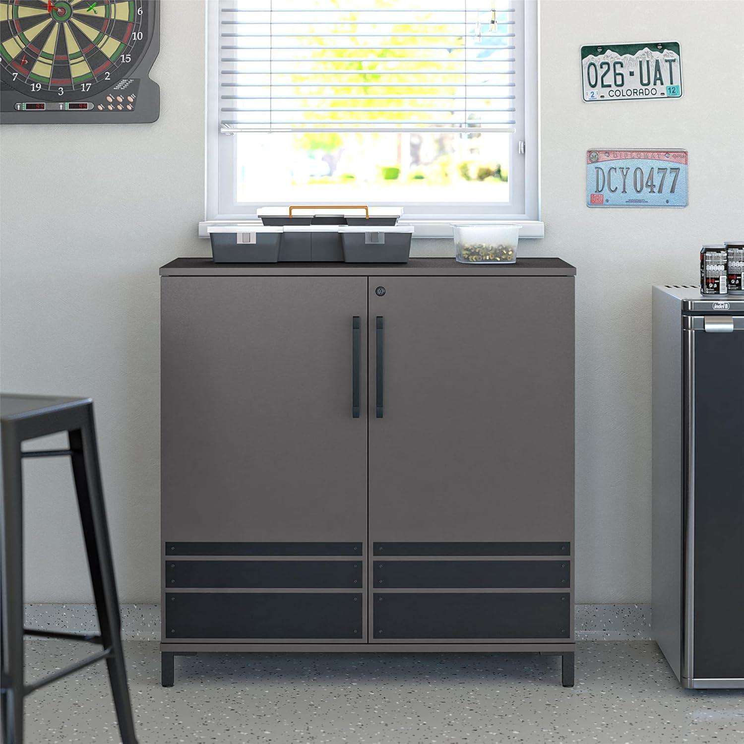 Shelby Gray Lockable Freestanding Cabinet with Adjustable Shelving